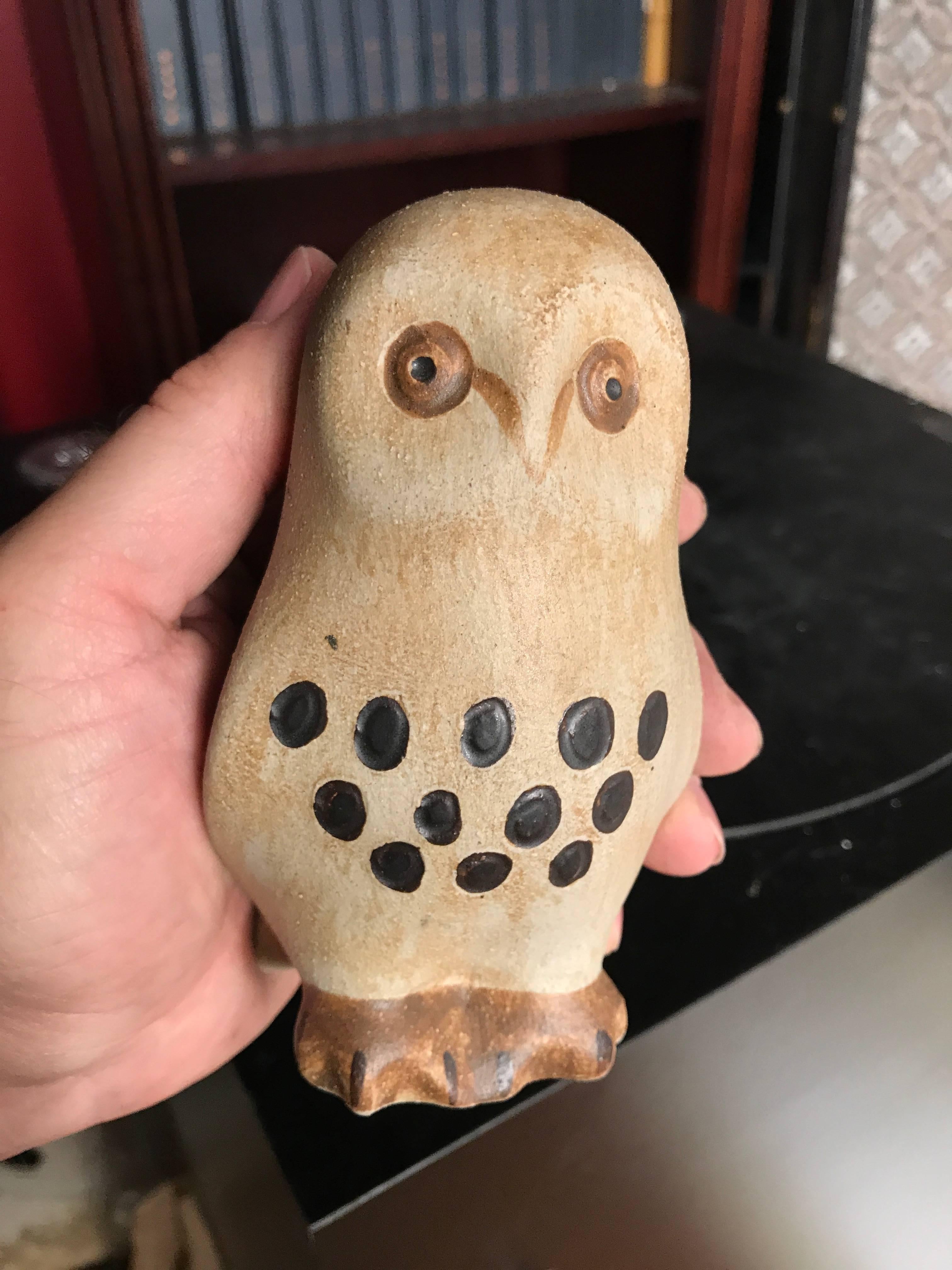 Cute Ceramic Barn Owl Signed Muller Mid-Century Modern 2