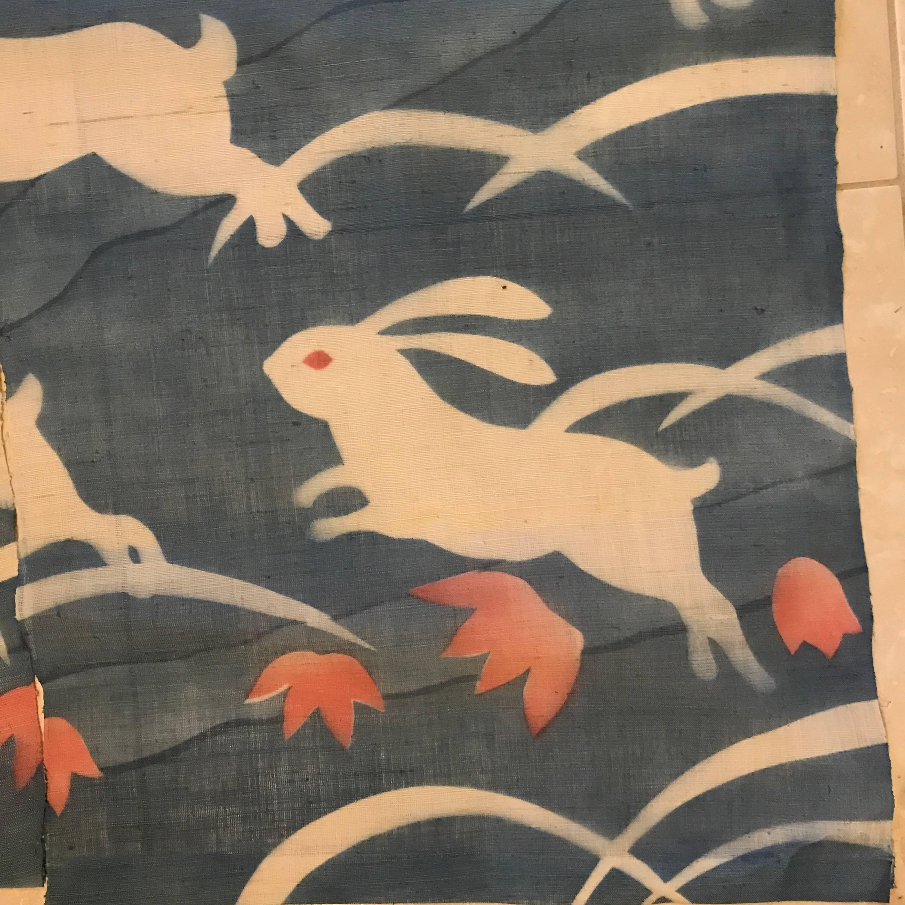 Japanese Moon Rabbits Doorway Curtain 