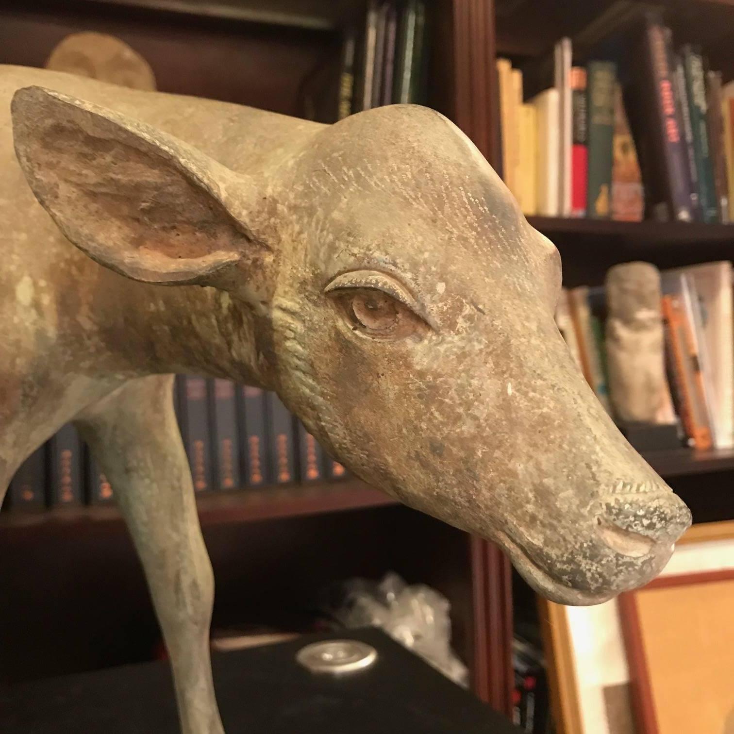 Japan Pair of Hand Cast Bronze Sika Deer Beautiful Details 1