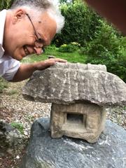 Japan Antique Old Hand-Carved "Minka" Farm House Stone Lantern 100+ Years Old