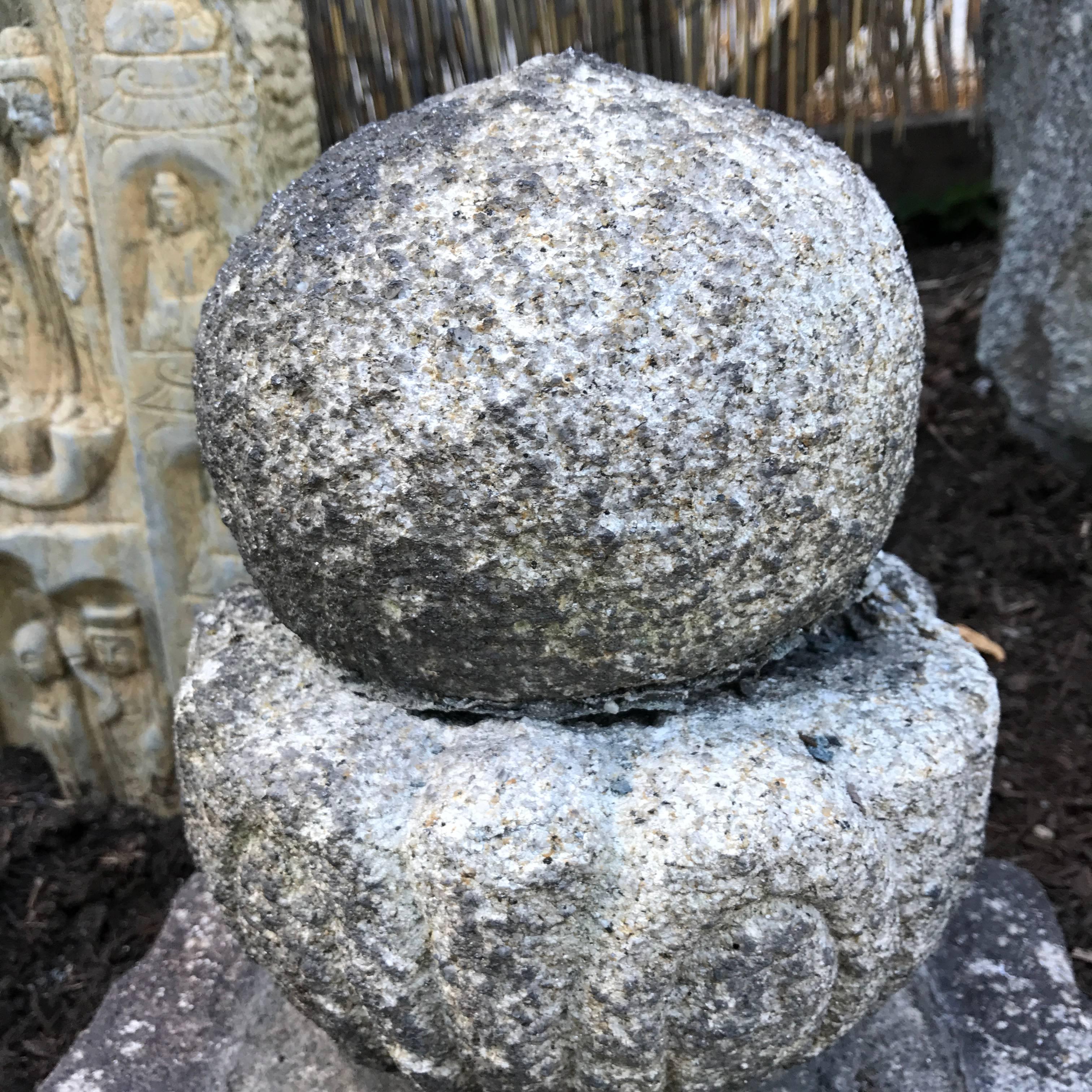 Japanese Japan Ancient Stone Stupa Garden Ornament represents worldly elements 