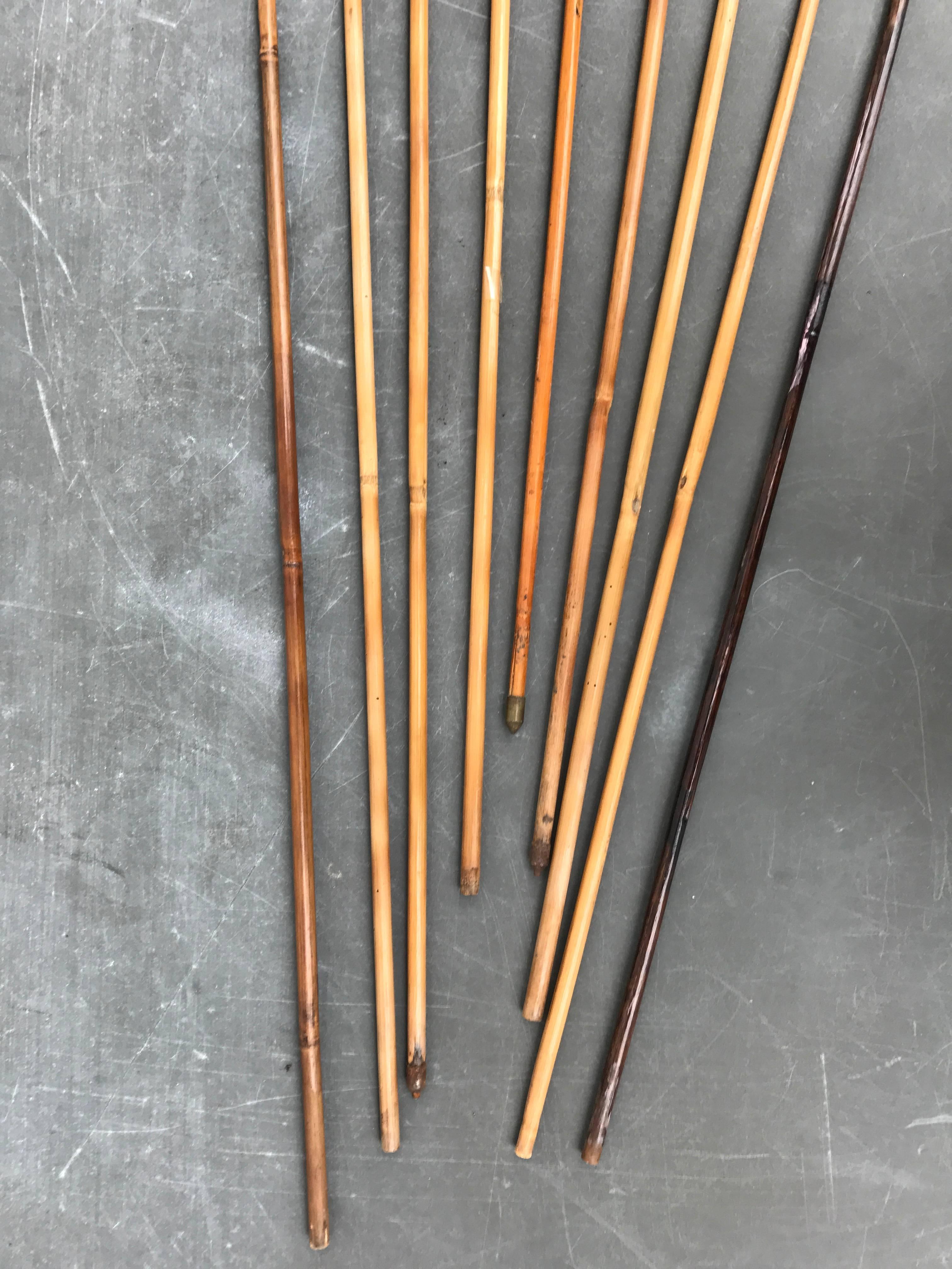 Taisho Japanese Antique Collection of Nine Old Samurai Handmade Bamboo Arrows