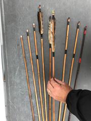 Japanese Antique Collection of Nine Old Samurai Handmade Bamboo Arrows