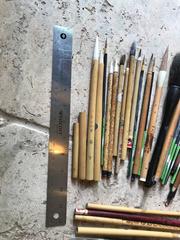 Artisan's Cache of 41 Old China Paint Calligraphy Bamboo Brushes