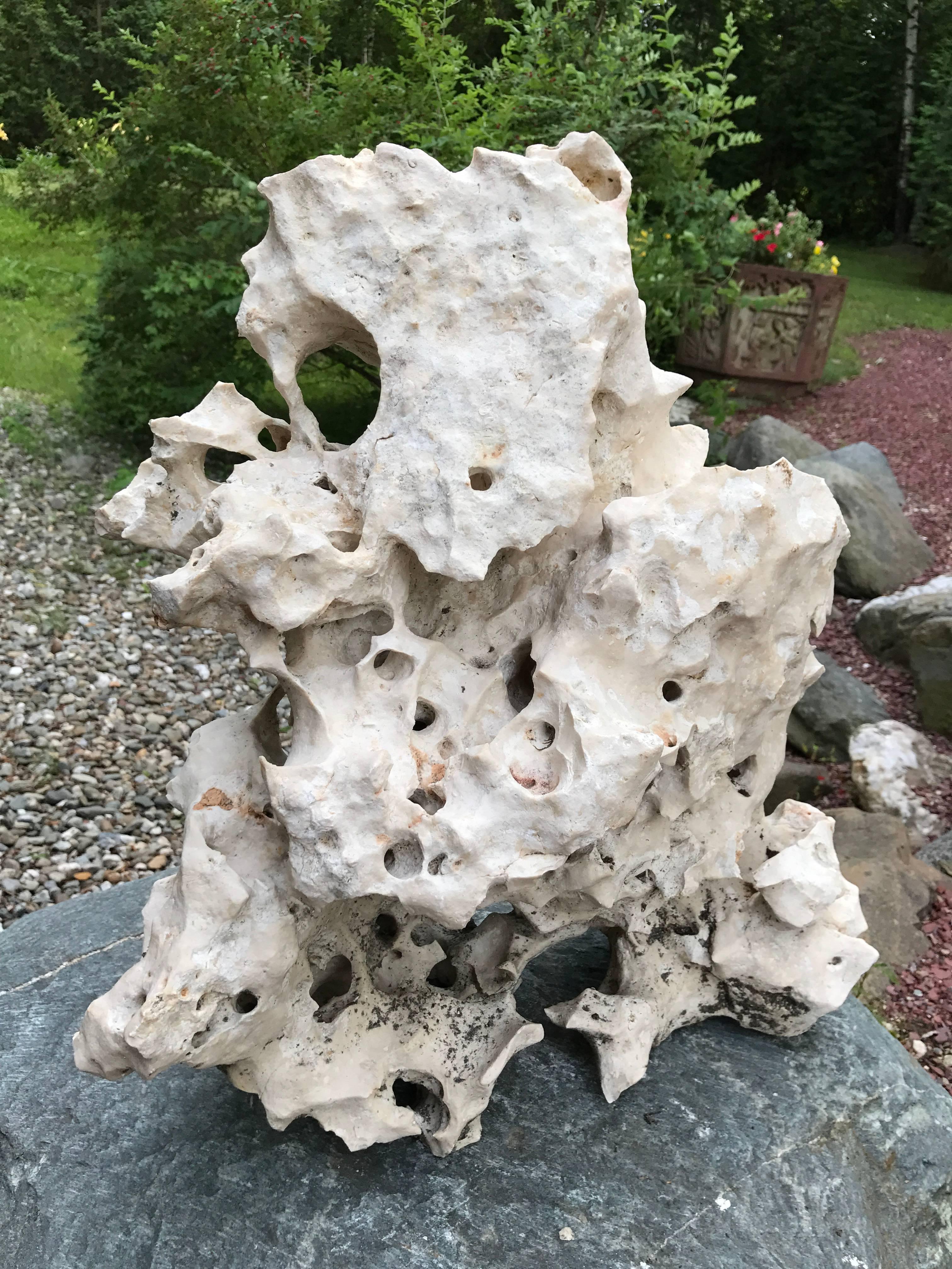 Indonesian Pure White Natural Mountain Shape Infinity Stone Scholar Spirit Rock
