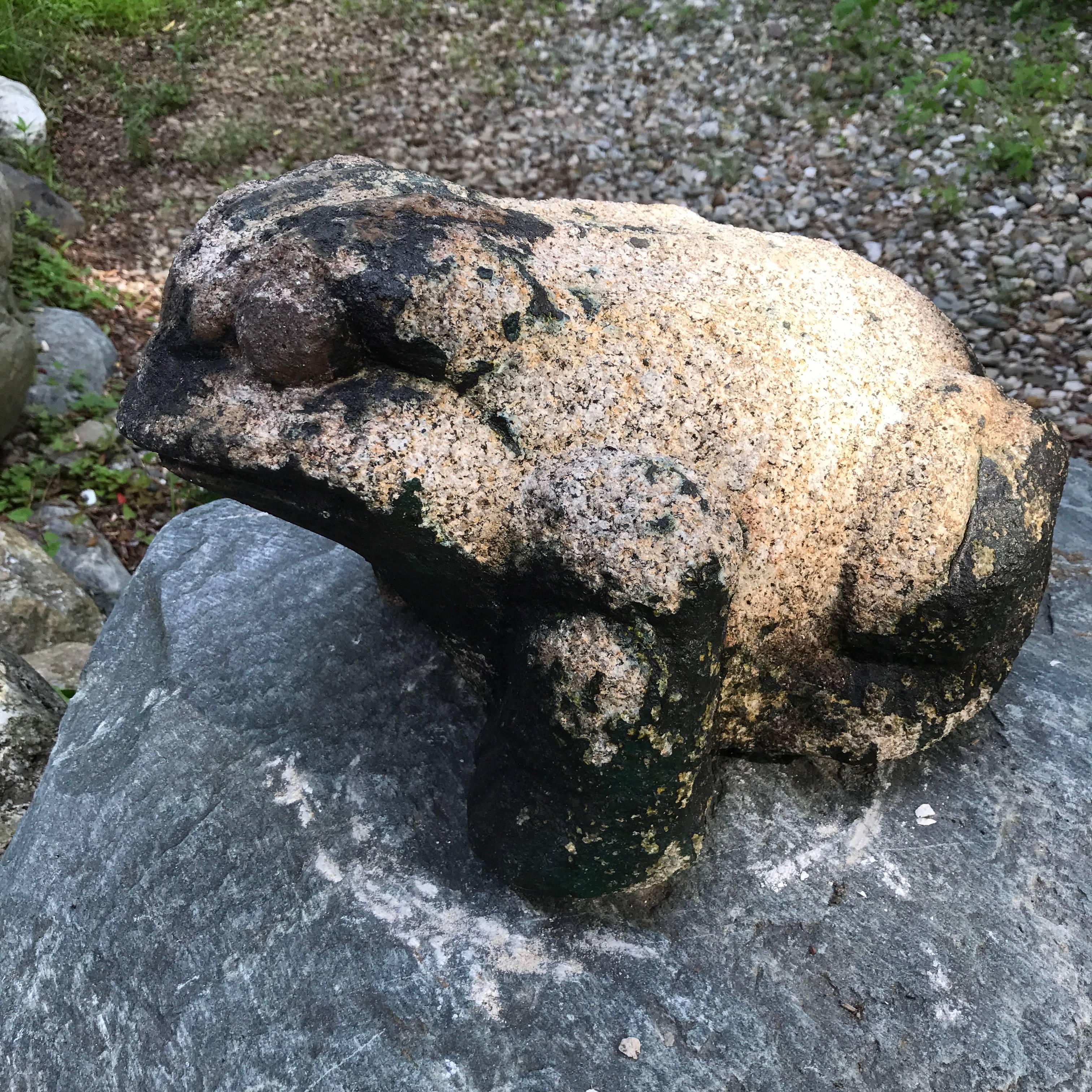 Giant Burly Japanese Antique Stone Frog Found In Vermont Tree, 17