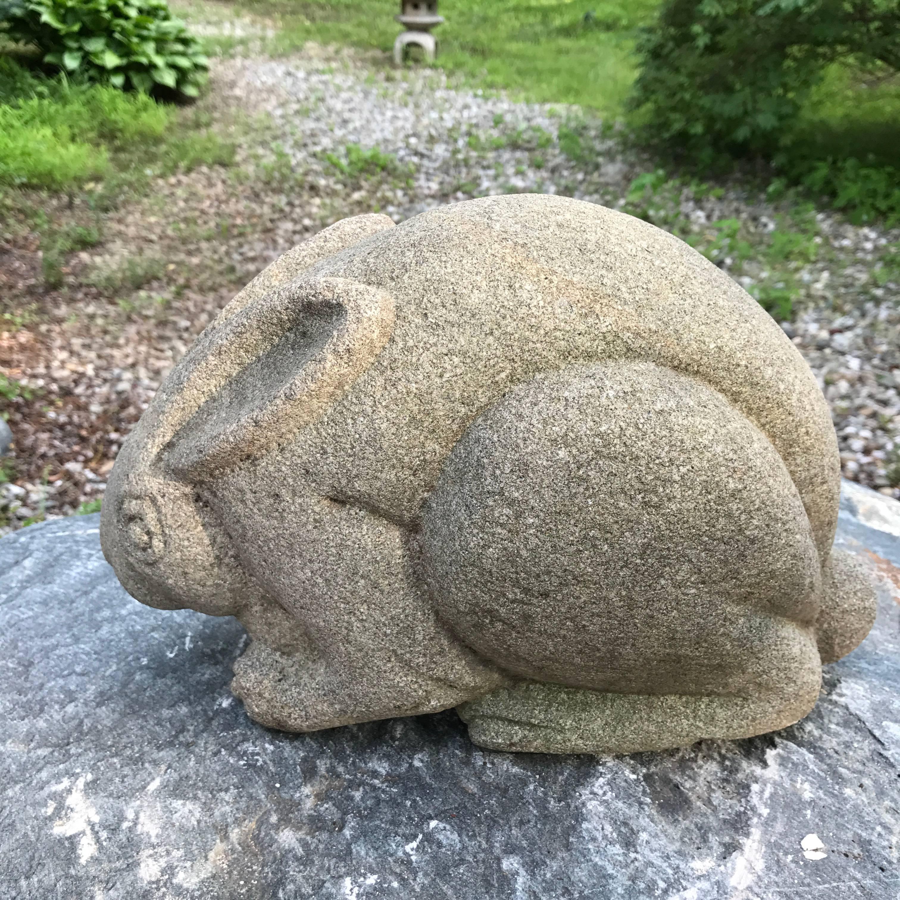 Japan Big Eared Antique Rabbit Hand-Carved Stone Usagi 1