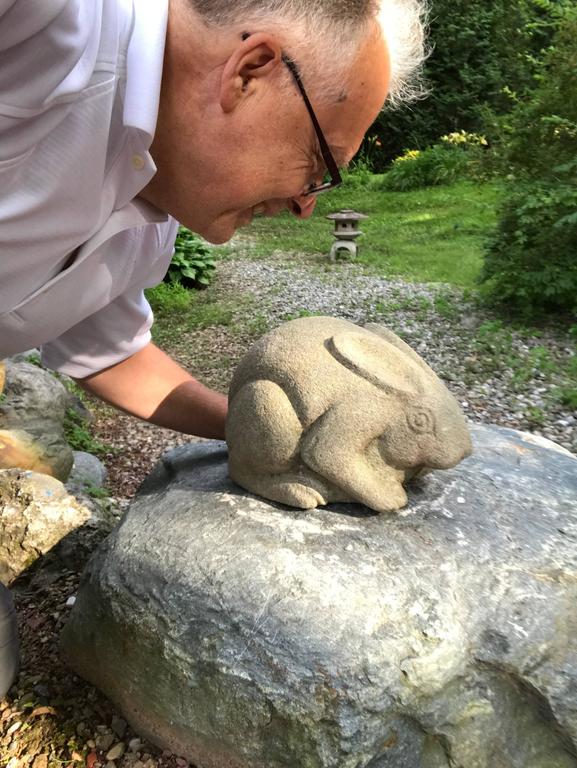 Japan Big Eared Antique Rabbit Hand-Carved Stone Usagi at 1stDibs