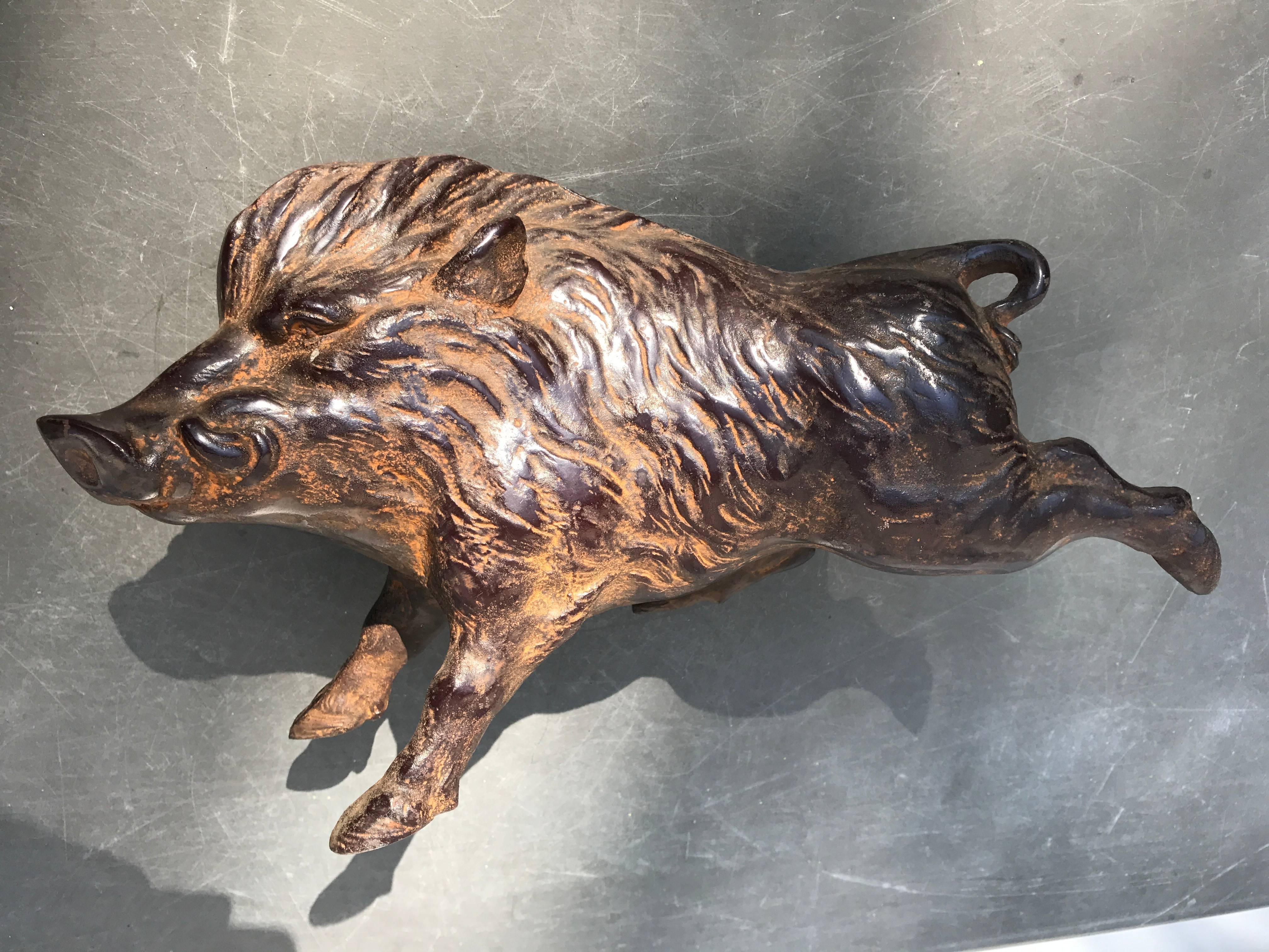 Showa Japanese Finely Cast Bronze Great Boar Pig