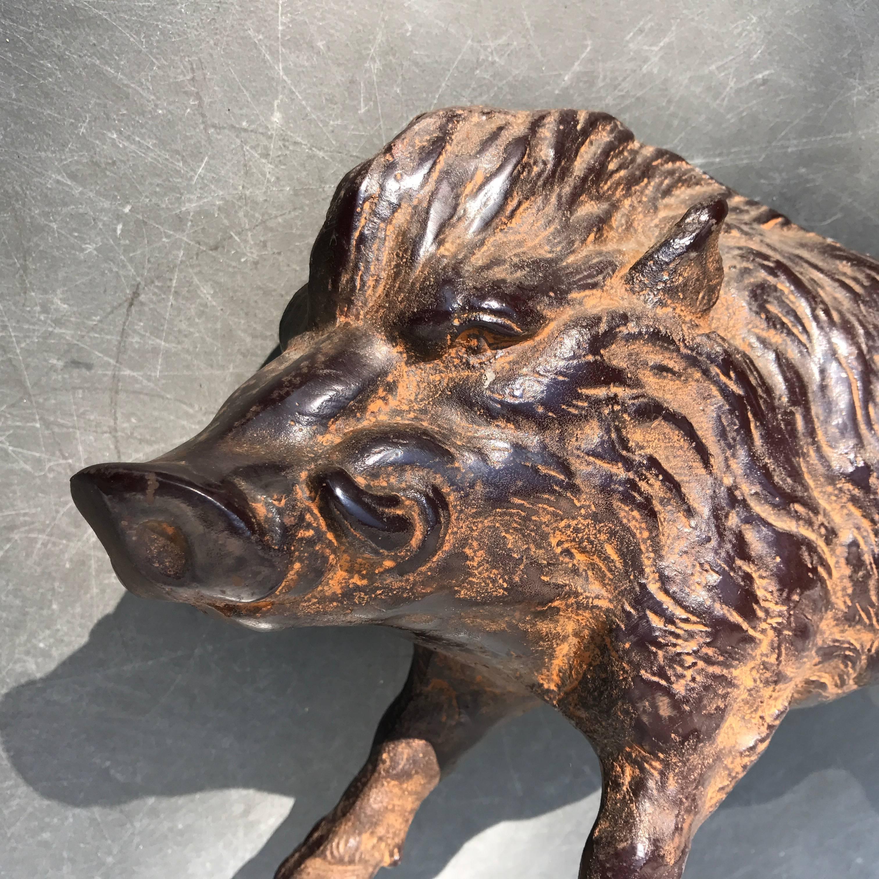 Japanese Finely Cast Bronze Great Boar Pig In Good Condition In South Burlington, VT