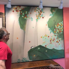 Japanese "Bird & Waterfall" Screen,  Byobu