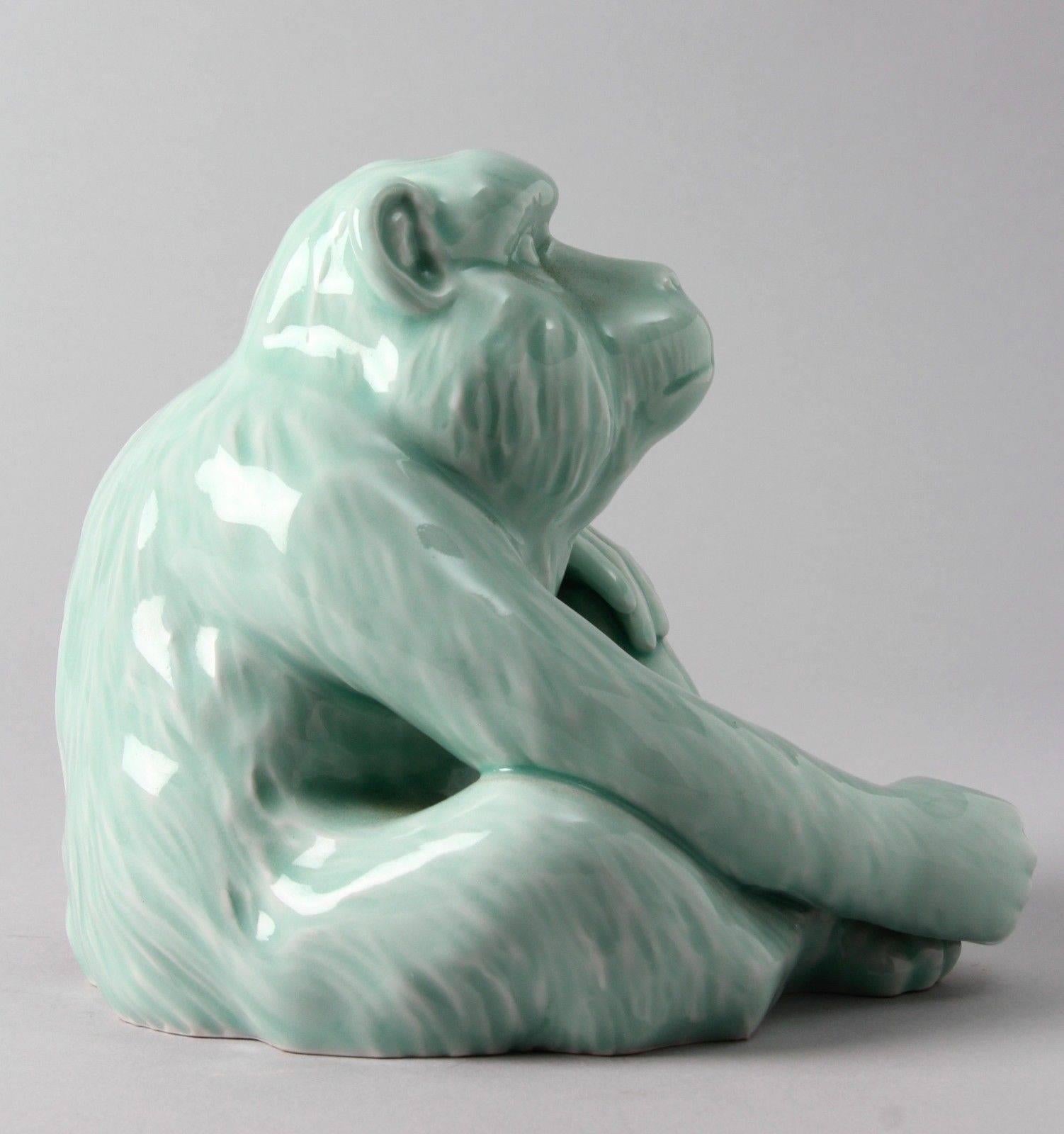 Japanese blue porcelain monkey sculpture Okimono

Maker: Fukagawa Seiji for Fukugawa Arita model H32

Dimensions: 7 inches tall and 6 inches width

History:
Fukagawa family started ceramic kilin in 1650 ,
In 1896, the family founded its own crafts