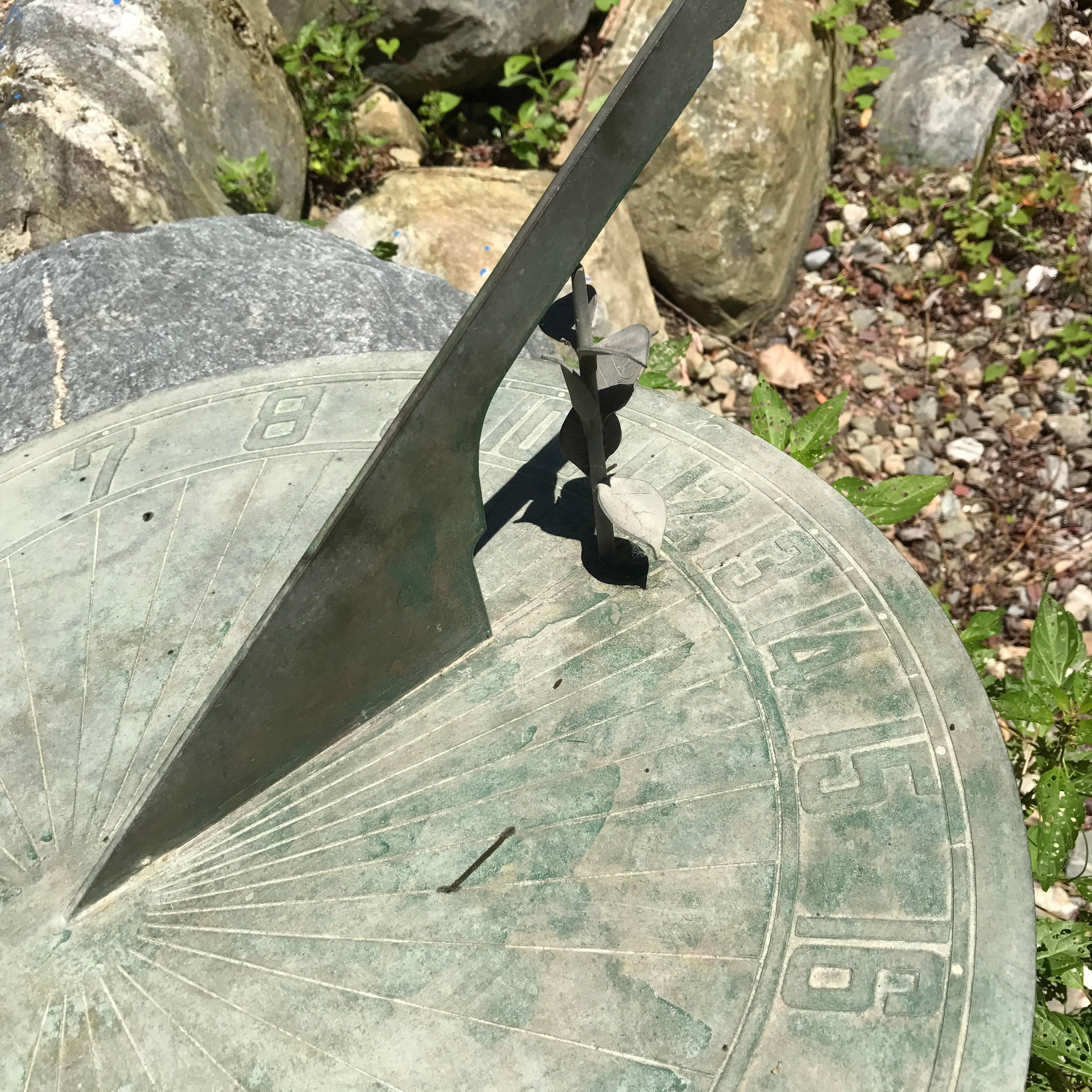 Japanese Huge Old Bronze Sun Dial  Unique Hand Cast , Immediately Usable In Good Condition In South Burlington, VT