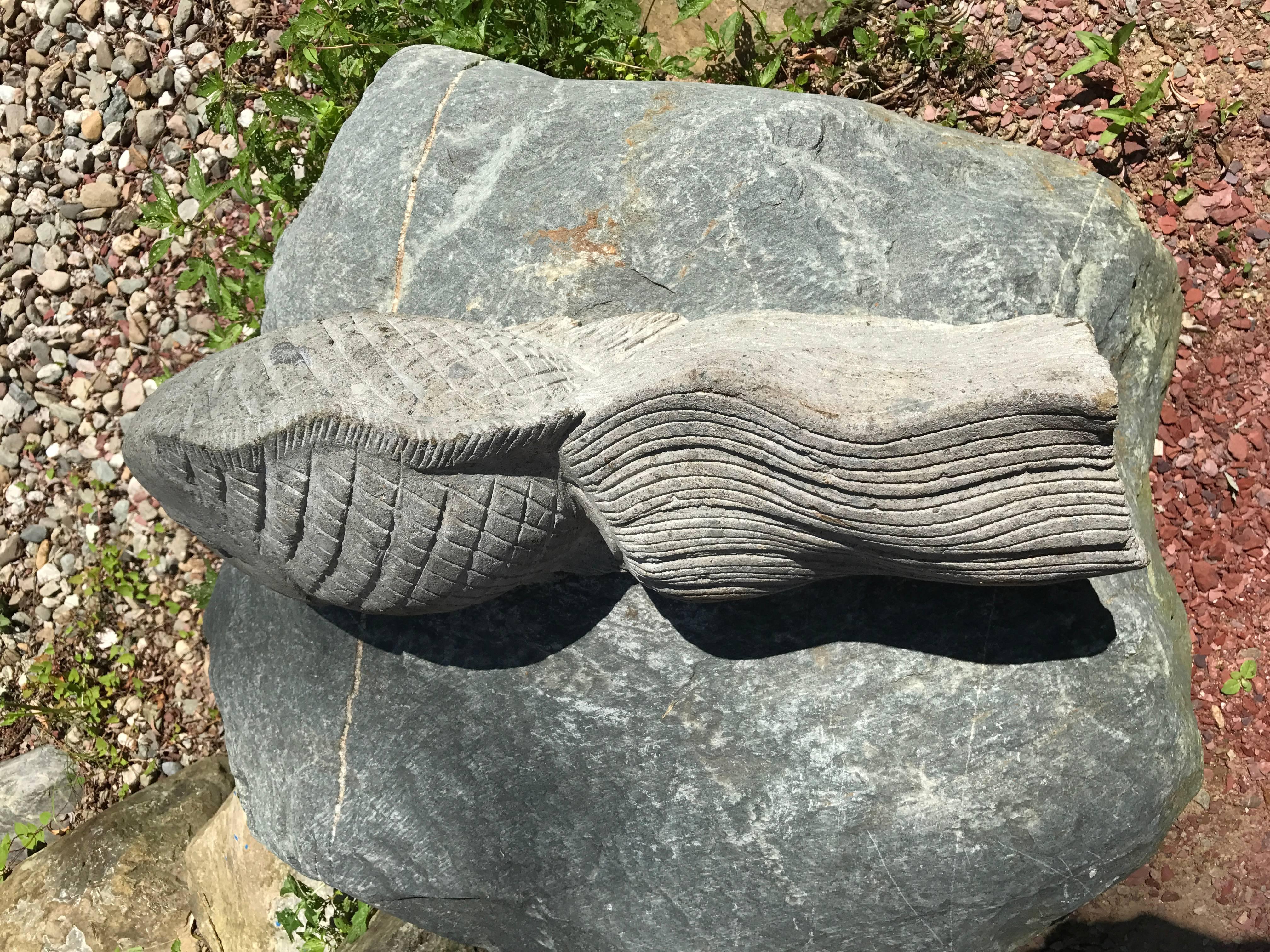Stone Big Fish Sculpture for Home, Garden, or Nautical Fishermen's Themed Space