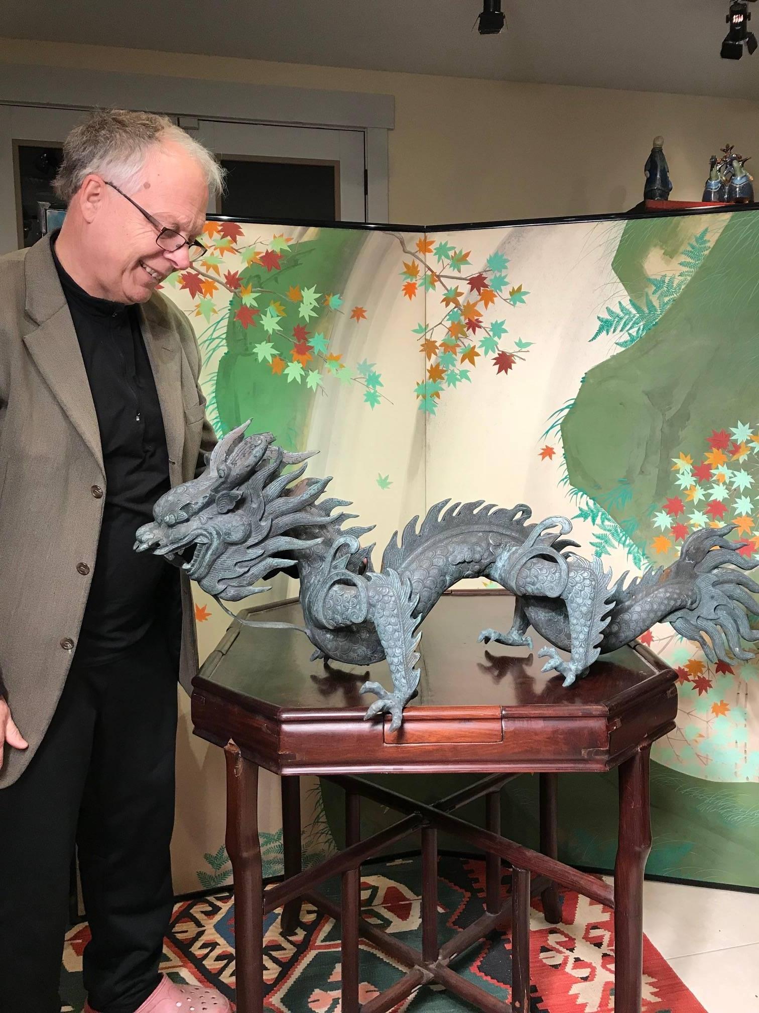 Bronze antique grand et fin chinois Année du Dragon , Dynastie Qing Bon état - En vente à South Burlington, VT