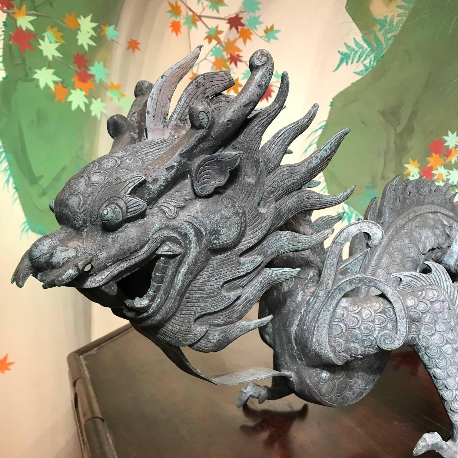 Cast Chinese Fine Large Antique Bronze Year Of The Dragon , Qing Dynasty For Sale