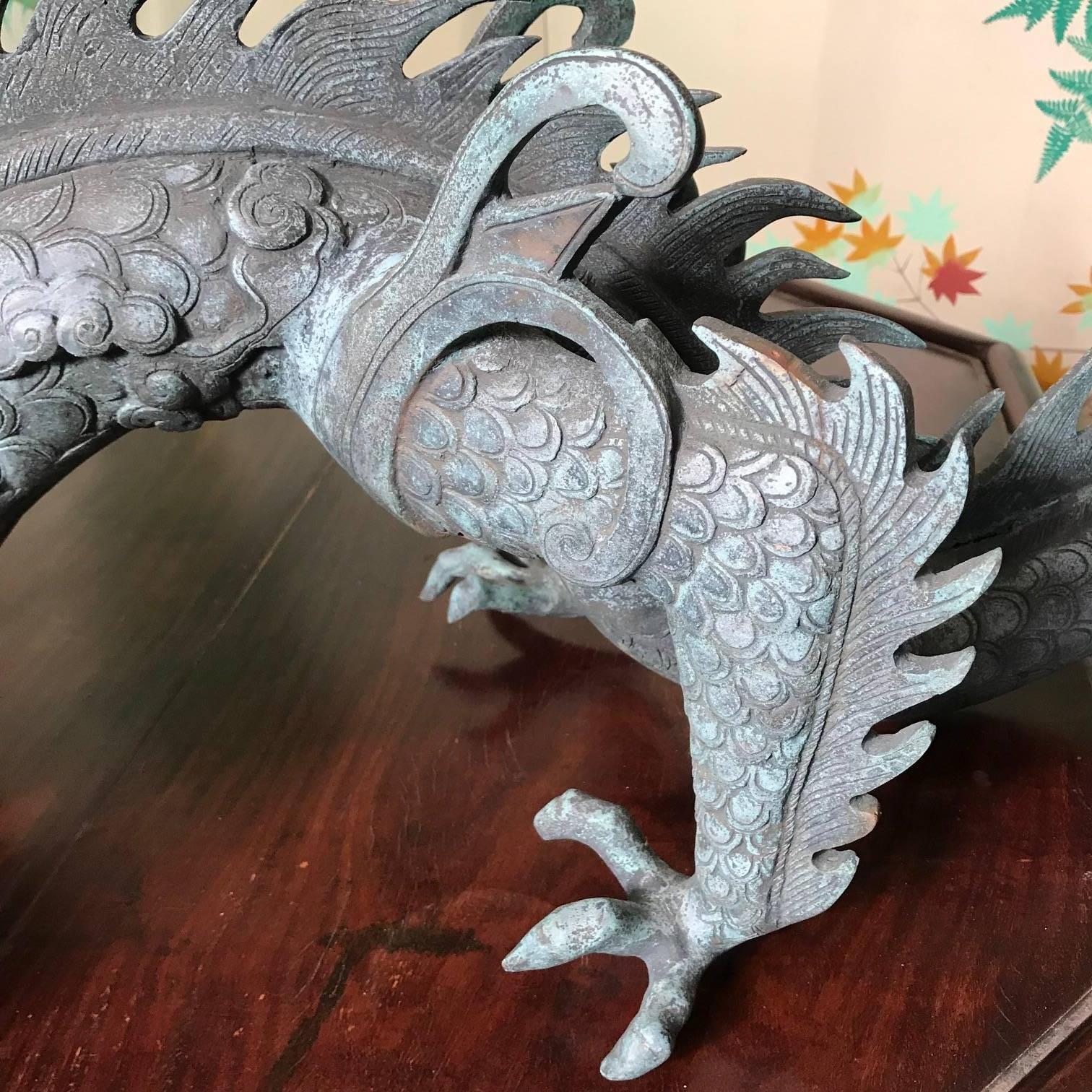 Bronze antique grand et fin chinois Année du Dragon , Dynastie Qing en vente 2