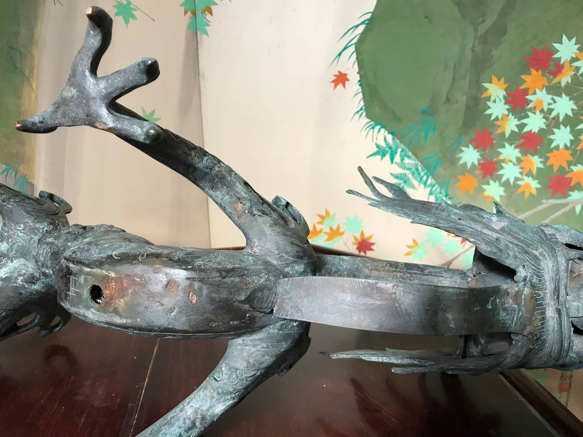Bronze antique grand et fin chinois Année du Dragon , Dynastie Qing en vente 6