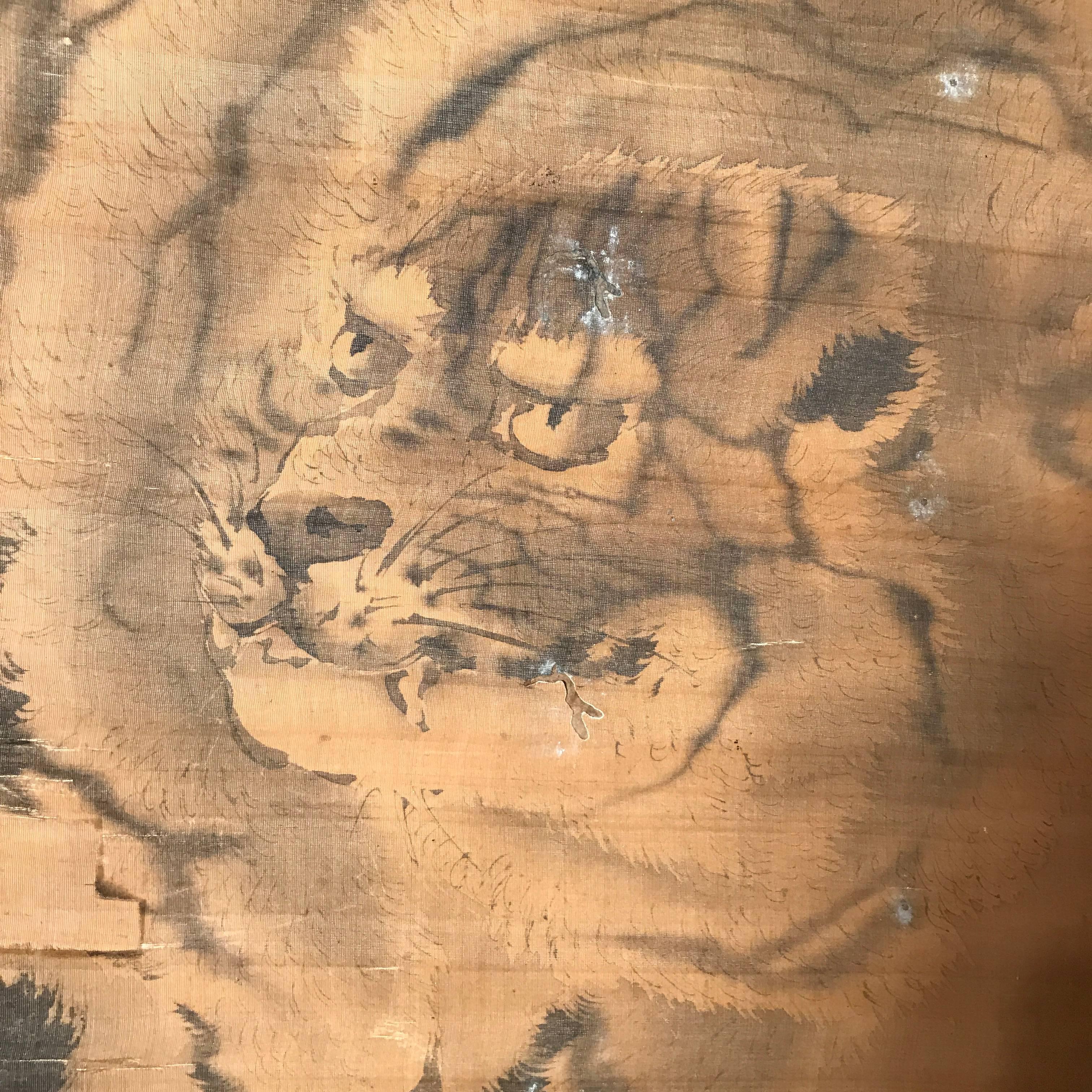 Japanese Japan Antique Tiger Hand Painted Scroll