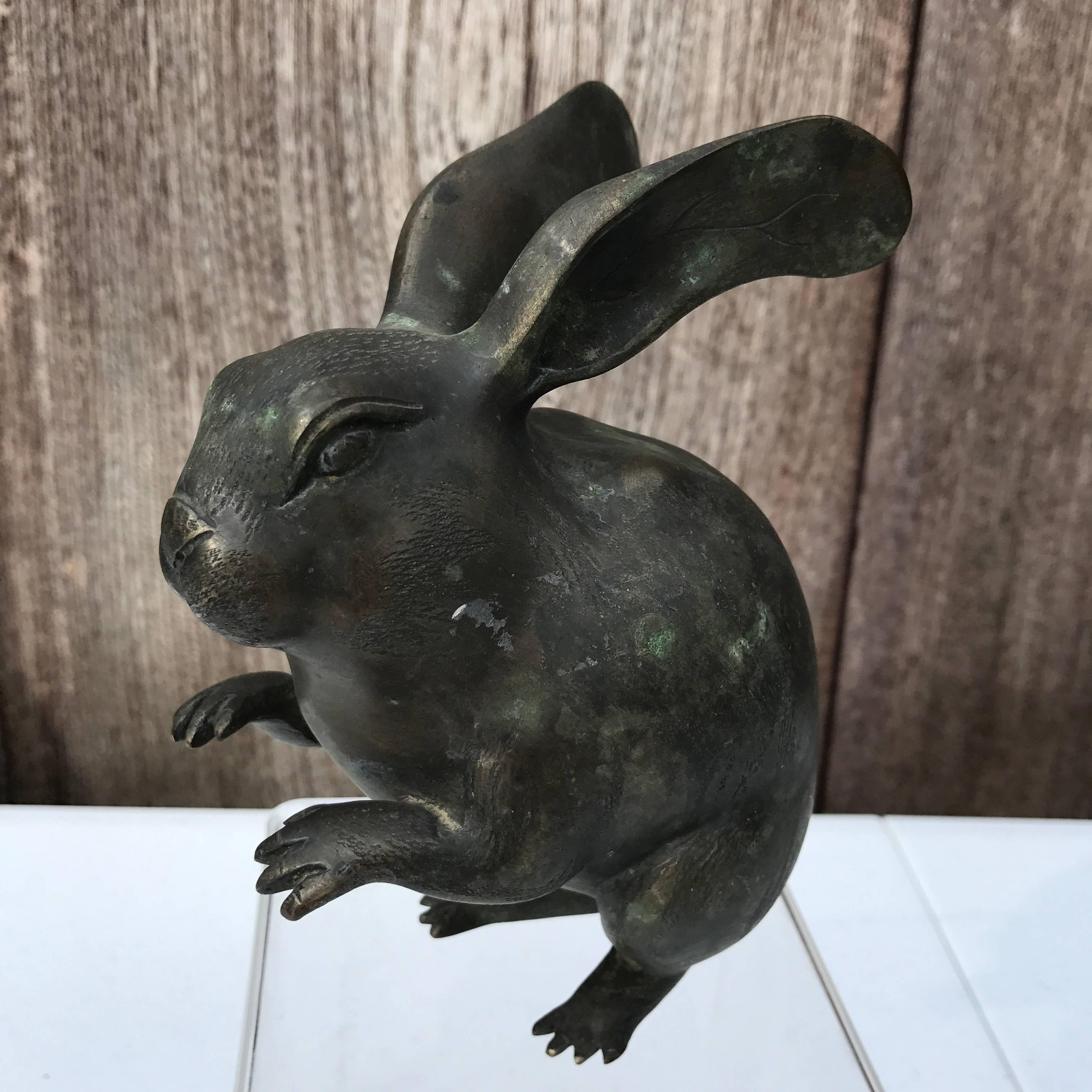 Fine Antique Japanese Bronze Rabbit Usagi, Meiji Period, 1868-1912 4