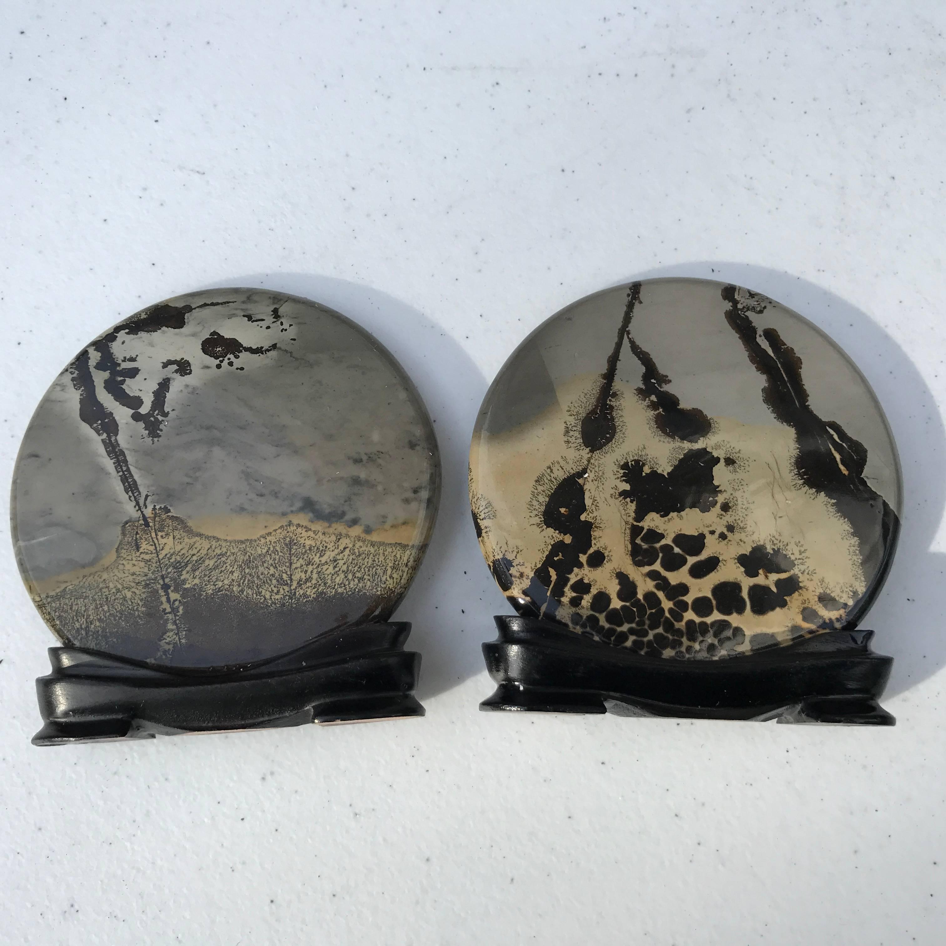 Chinese Stunning Pair of Natural Painting & Scholar Stones   In Good Condition In South Burlington, VT