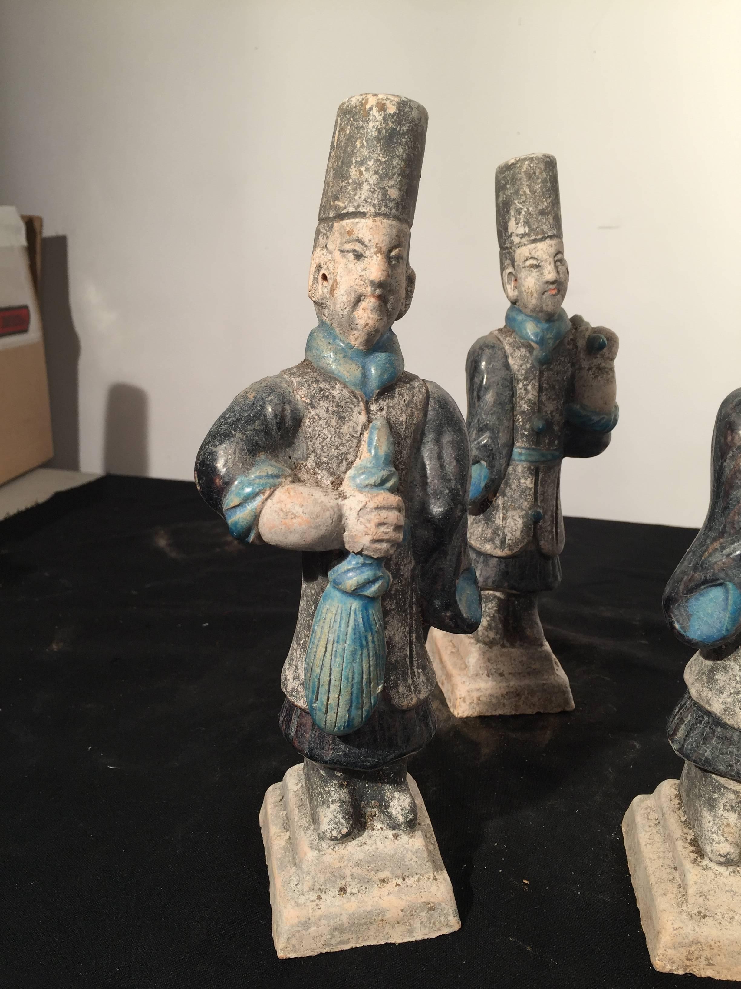 Important Ancient Chinese Figural Group Six Gardeners, Ming Dynasty, 1368-1644 In Good Condition In South Burlington, VT