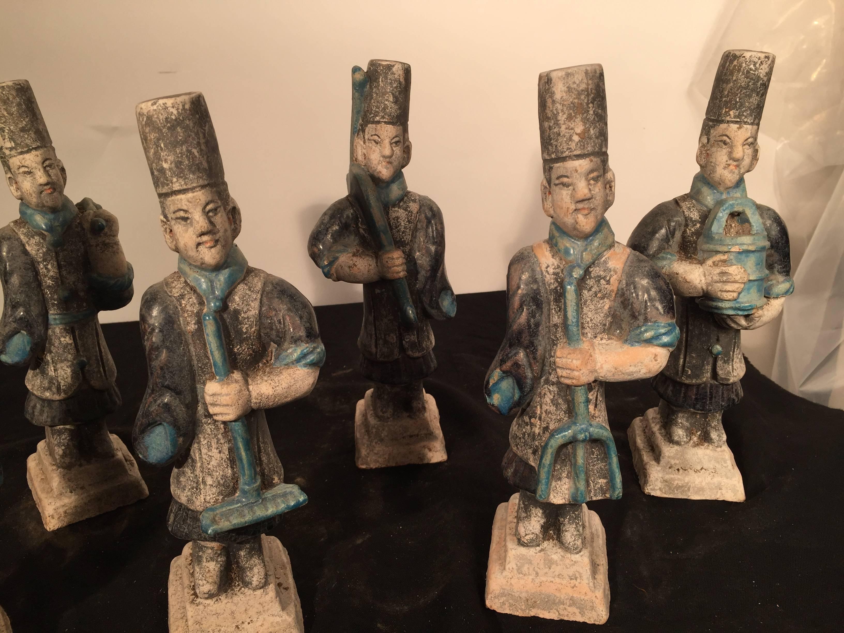 Hand-Crafted Important Ancient Chinese Figural Group Six Gardeners, Ming Dynasty, 1368-1644