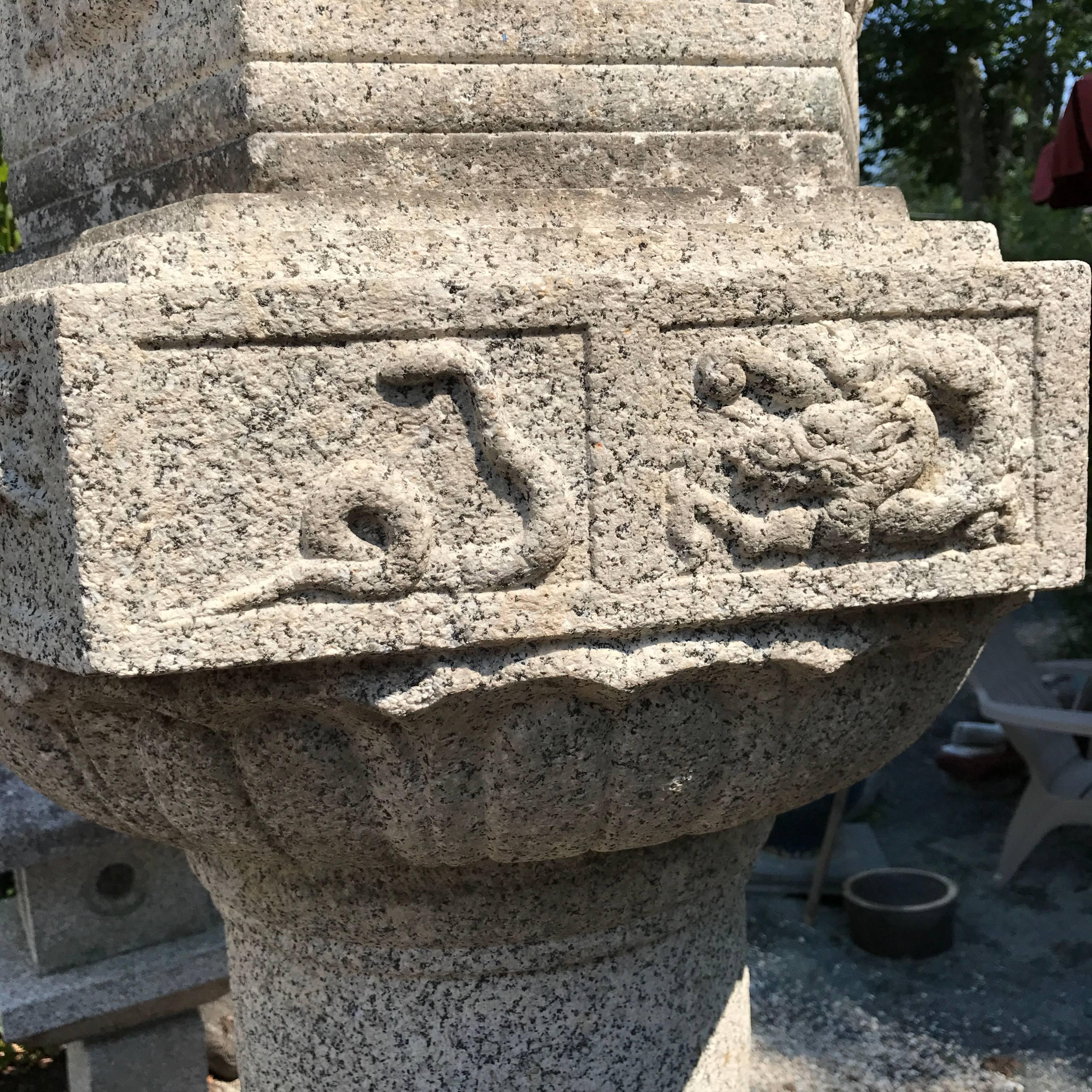 Japan Fine Tall Old “Zodiac” Granite Stone Lantern, 12 Animals of Zodiac 2