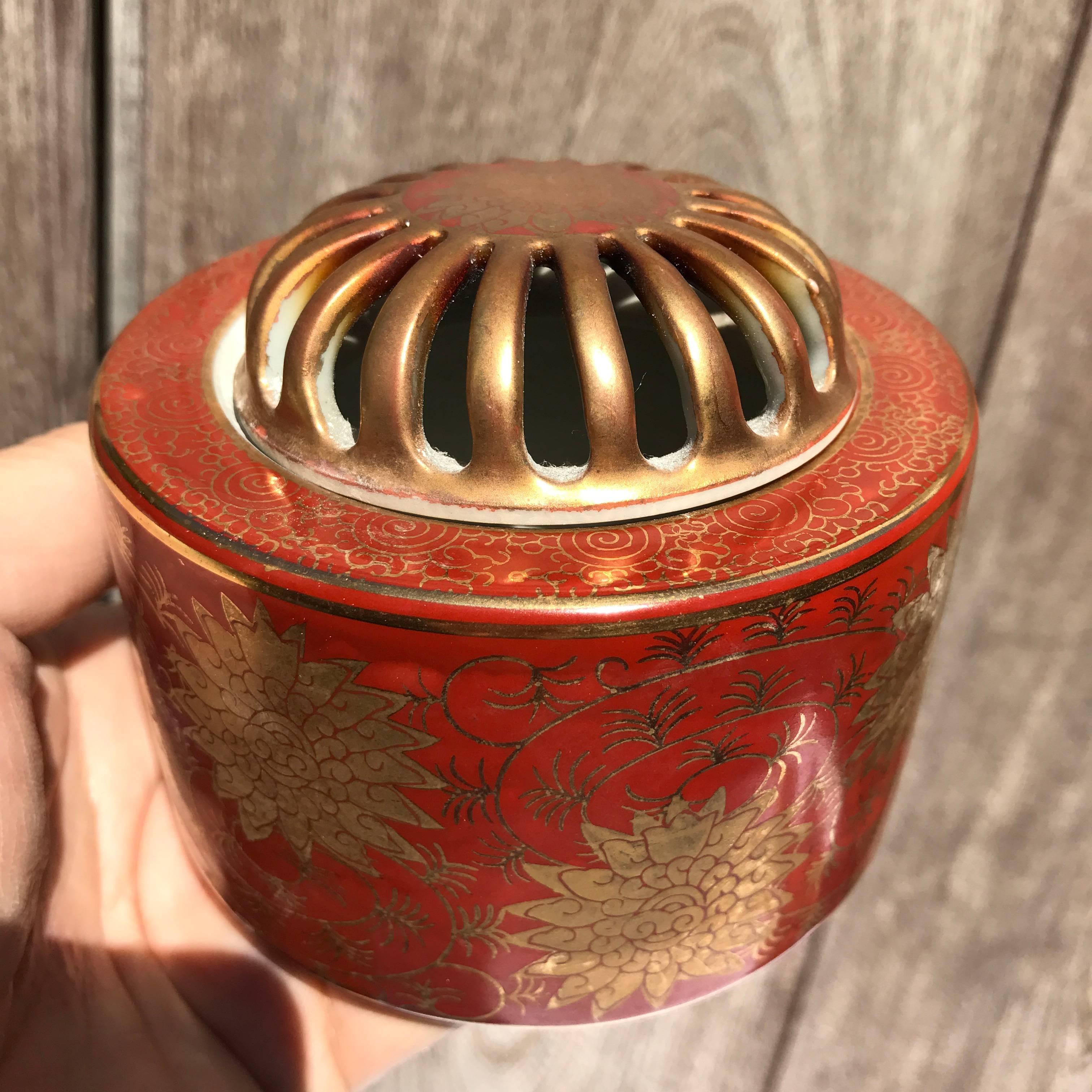 Japanese Red Glazed Gilt Treasure 