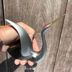 Japanese Brilliant Silver Bronze Crane