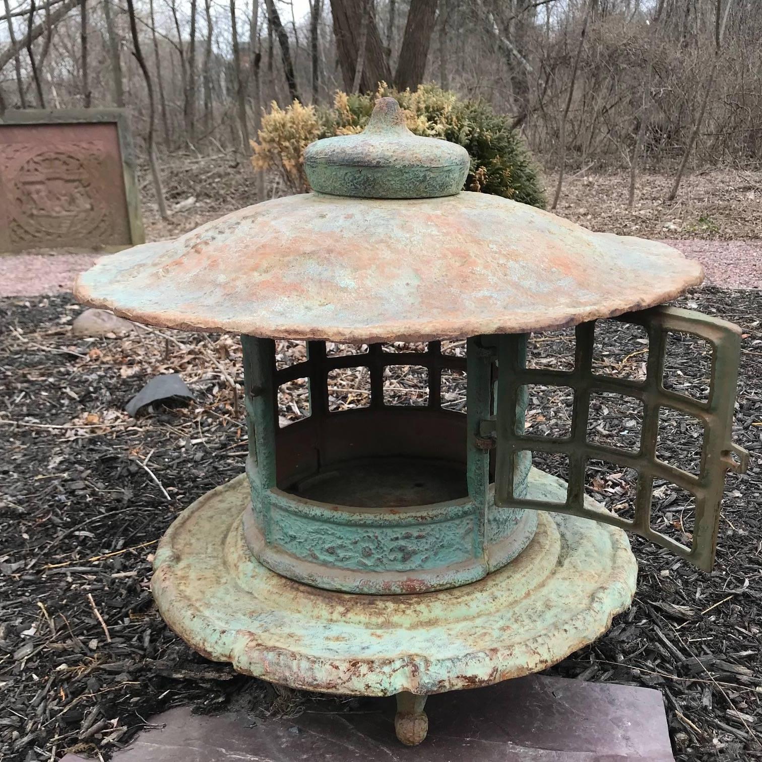 Japanese Japan Fine Vintage Hand Cast Lantern with Exquisite Details