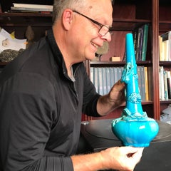 Japan, Meiji Blue "Writhing Dragon" Porcelain Vase, Awaji Kiln