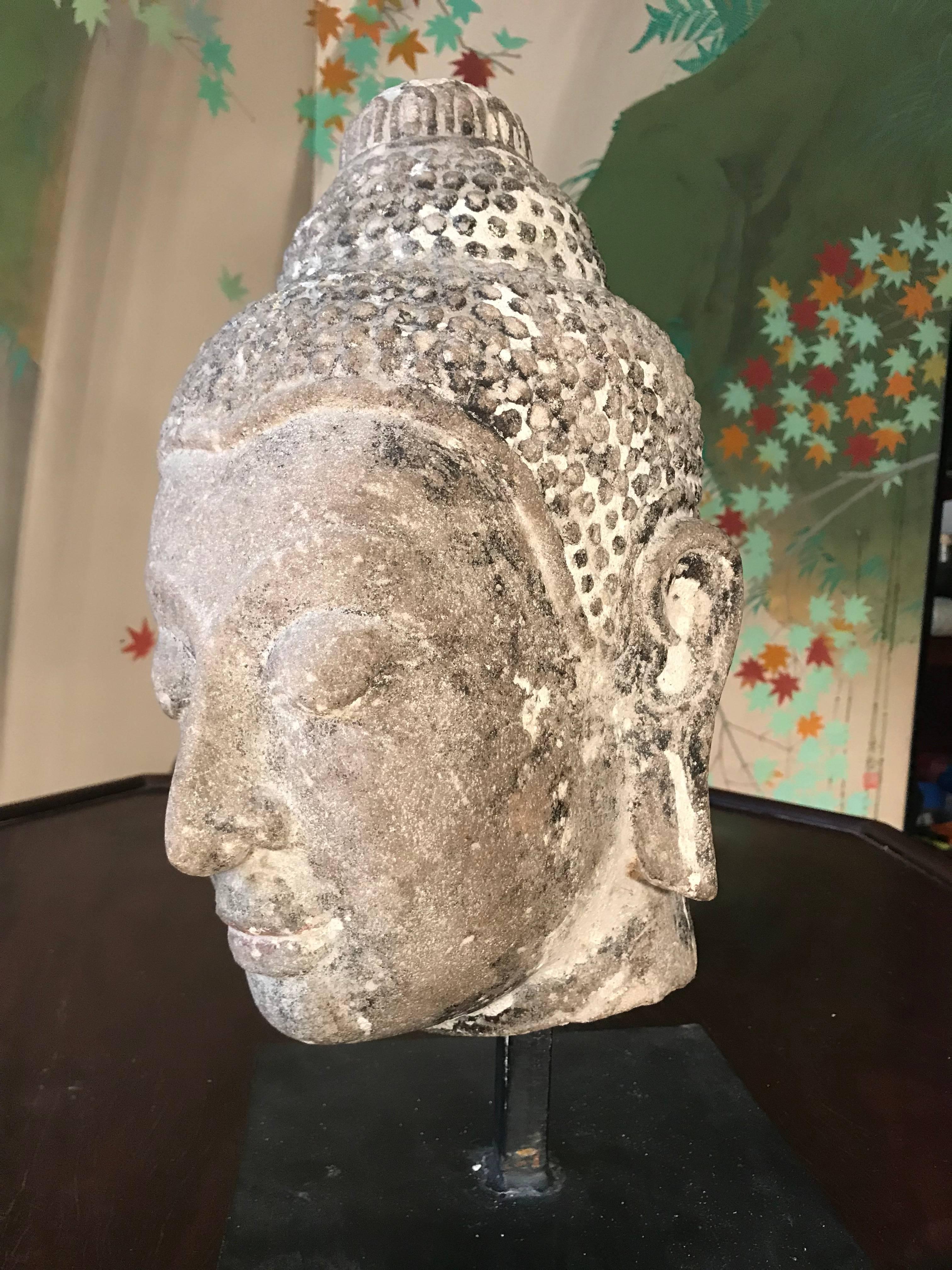 Thai Fine Serene Antique Buddha Head, 18th Century