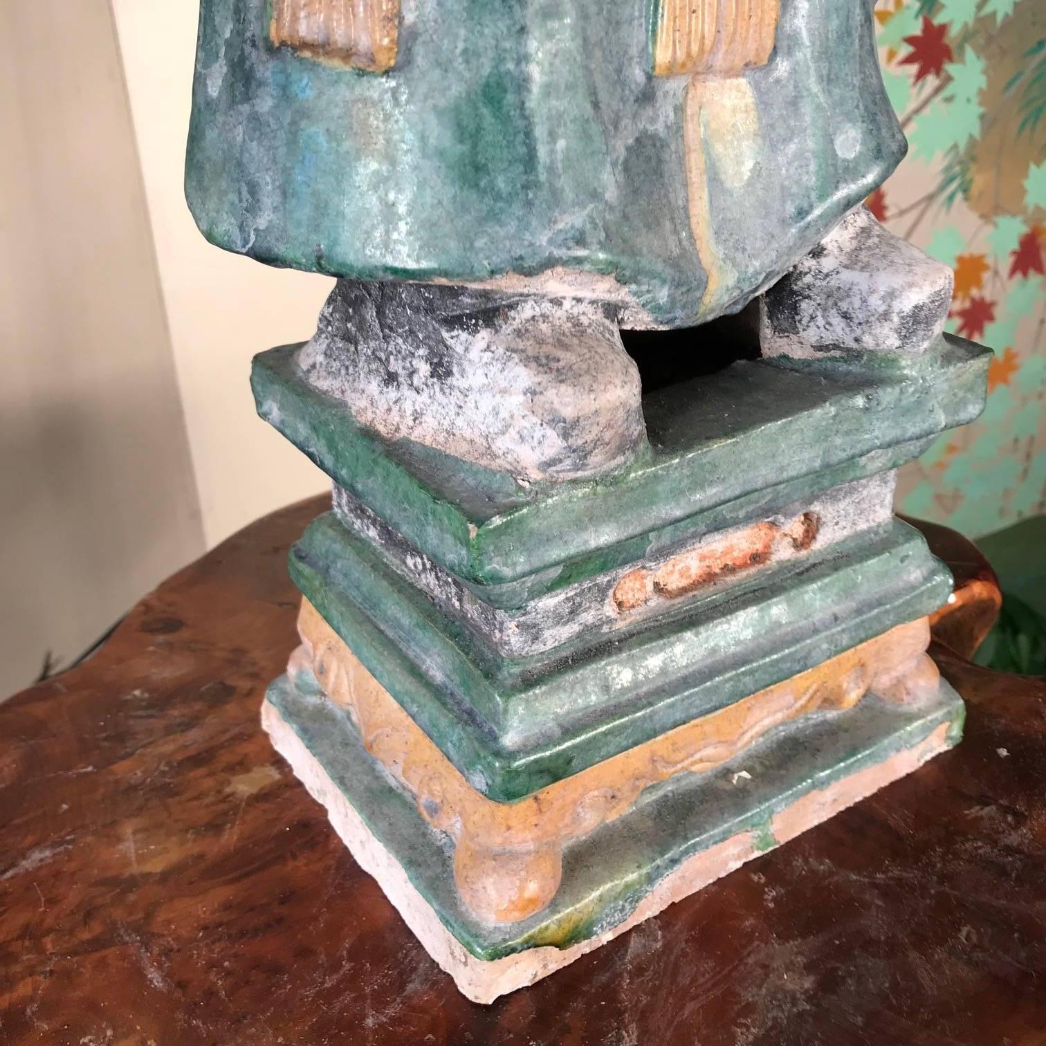 Important Monumental Ancient China Ming Tomb Umbrella Man Sculpture, 1368-1644 In Good Condition In South Burlington, VT