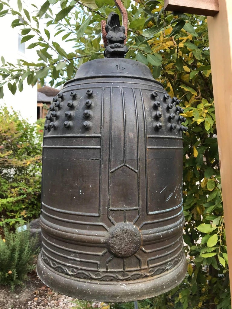 Japanese Old Hand Cast Bronze Temple Bell For Sale at 1stDibs