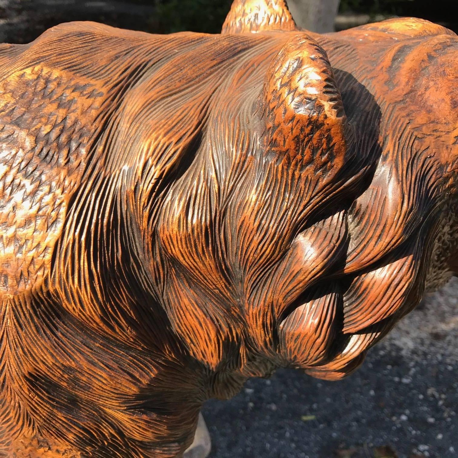 Japanese Huge Old Hand-Carved Wooden Bear, Ainu People In Good Condition In South Burlington, VT