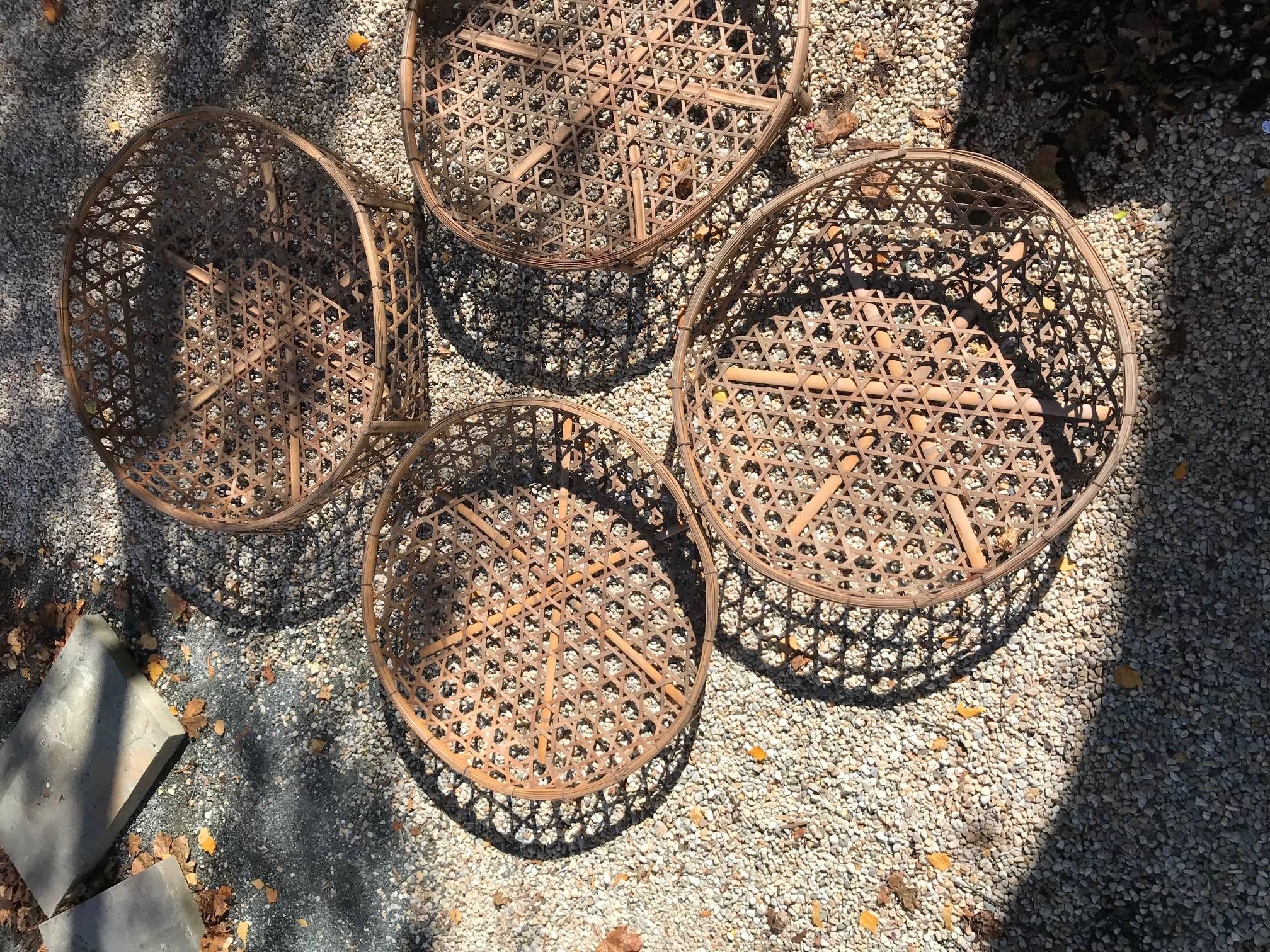 Japanese Antique Nesting Set Four Big Tea Leaf Baskets 2