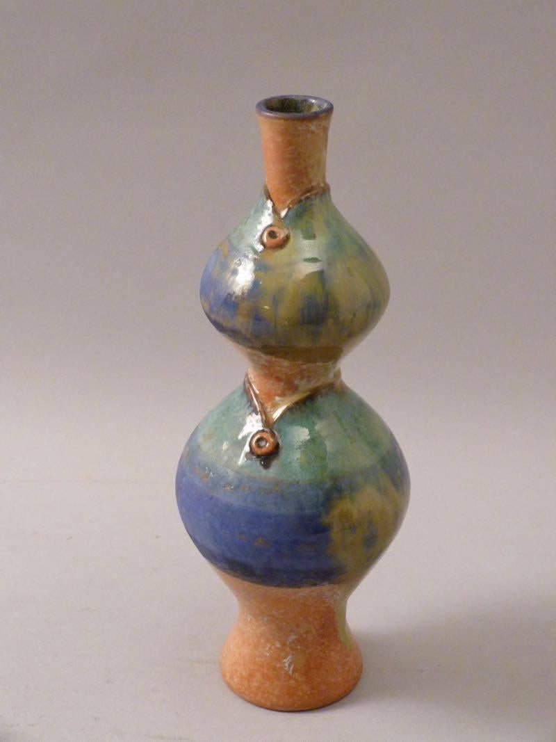 Ceramic  Double Fish Handmade Hand Painted Vase Eva Fritz-Lindner