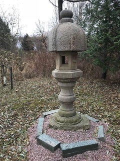 Japanese Old Carved Granite Stone "Heron" Lantern Perfect Size for Your Garden