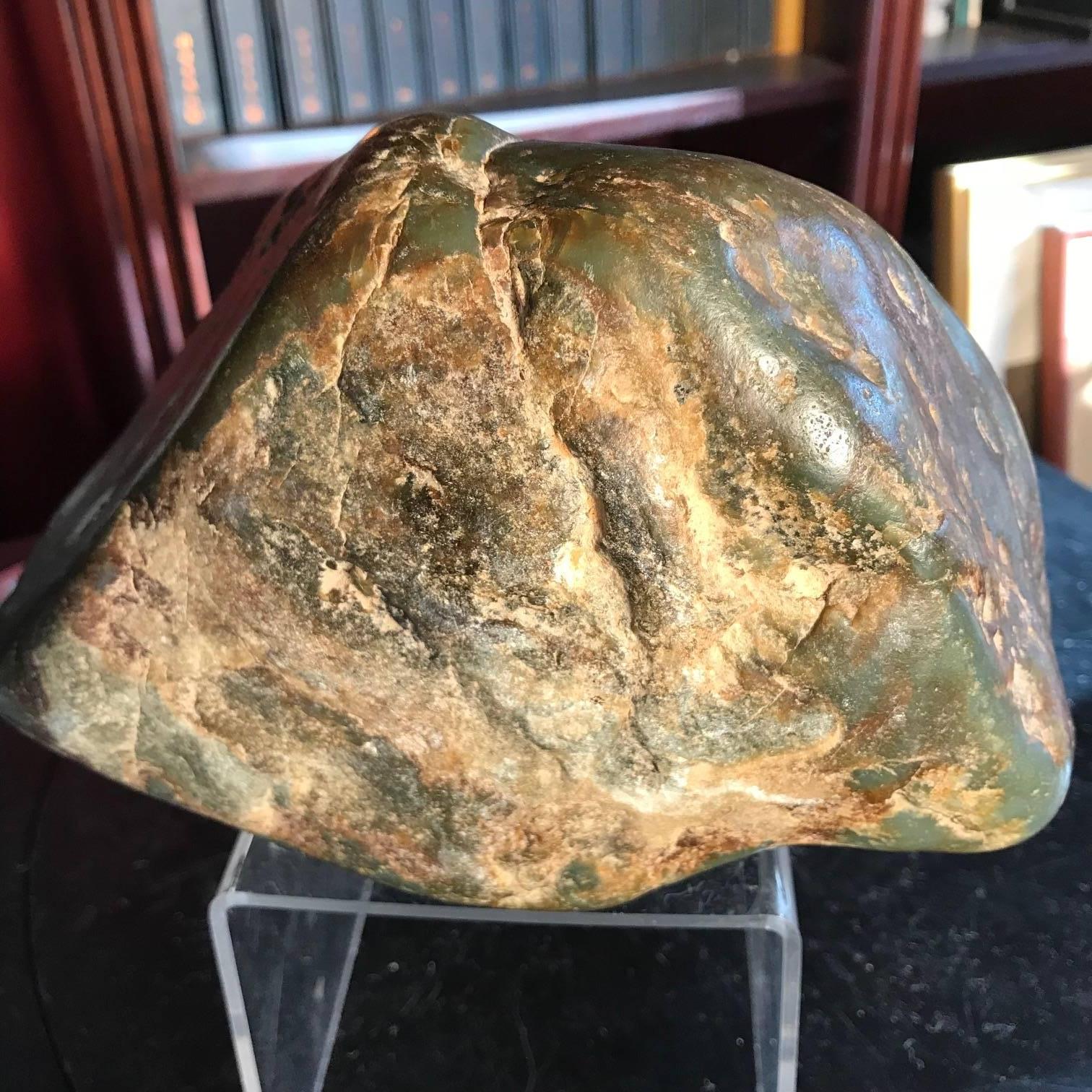 Chinese Natural Hetien Jade Scholar Rock Viewing Stone 3