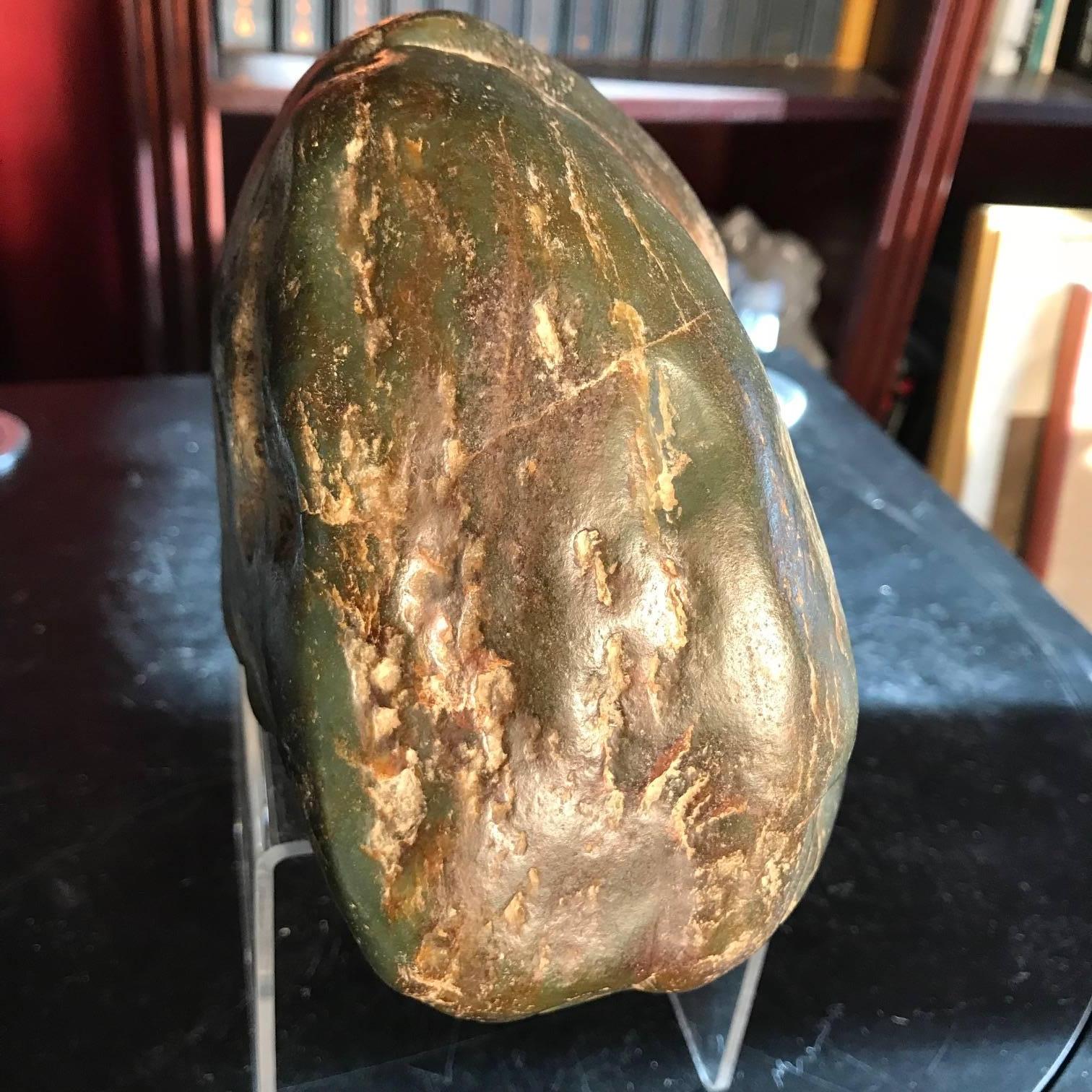 Chinese Natural Hetien Jade Scholar Rock Viewing Stone 4
