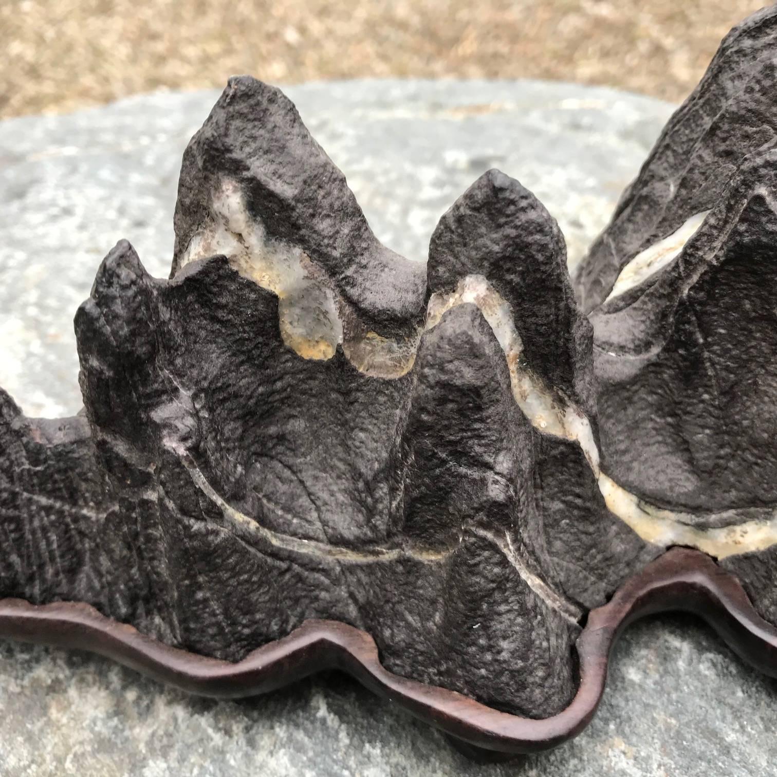 Hand-Crafted Fantastic Jagged Peaks Mountain Scholar Rock, Natural Bonsai Suiseki