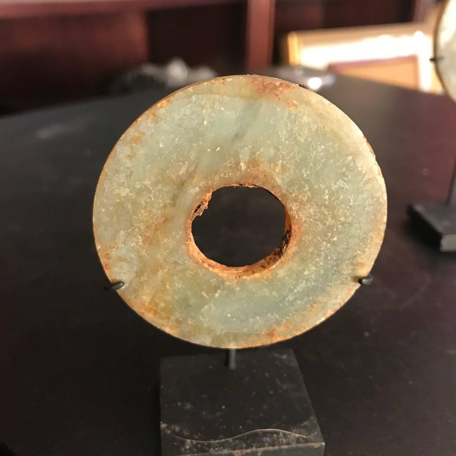 Ancient Chinese Handmade Jade Bi Group Genuine Artifacts from 2000 BC In Good Condition In South Burlington, VT