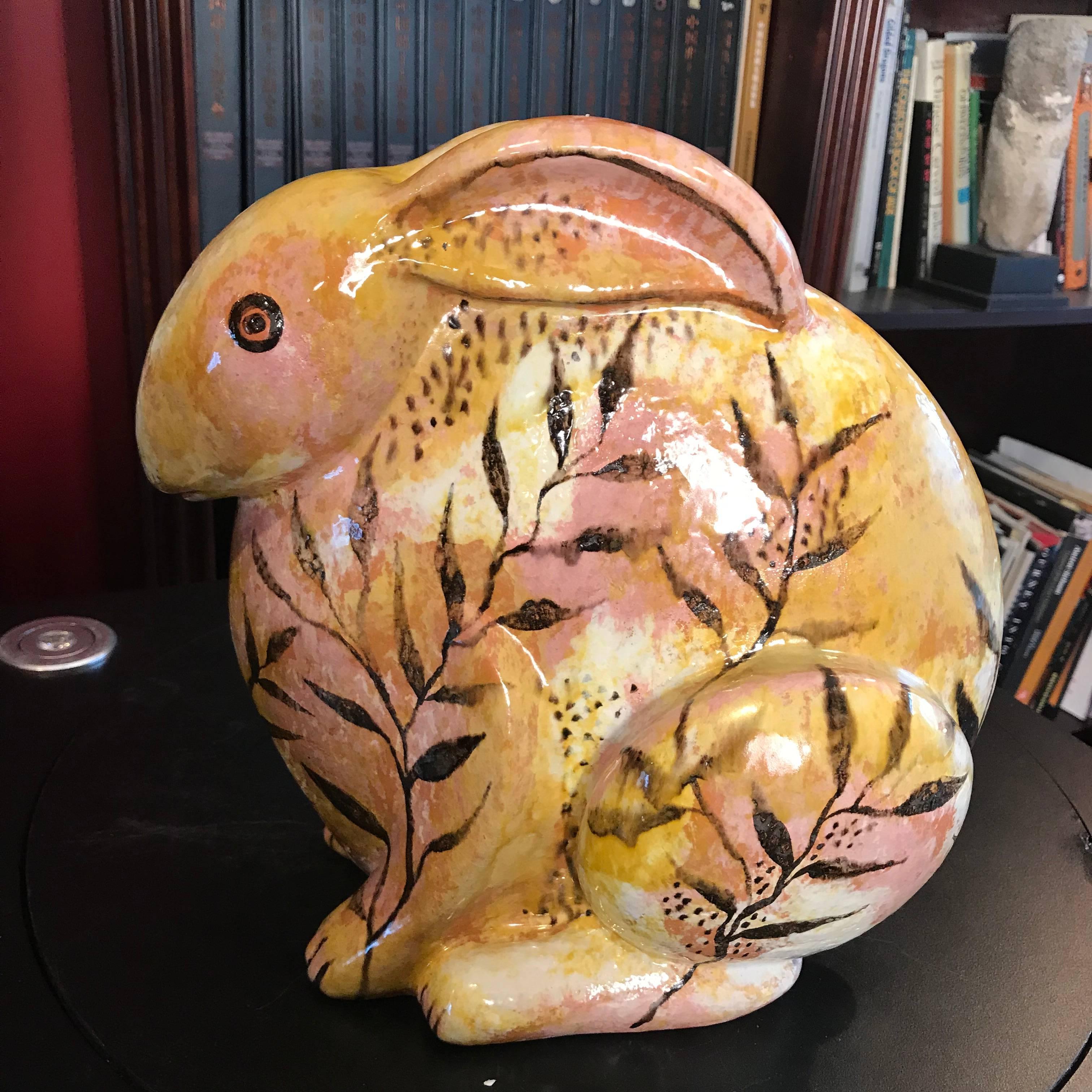 Hand-Crafted Stunning Big Rabbit Handmade Hand-Painted Master Artisan Eva Fritz-Lindner