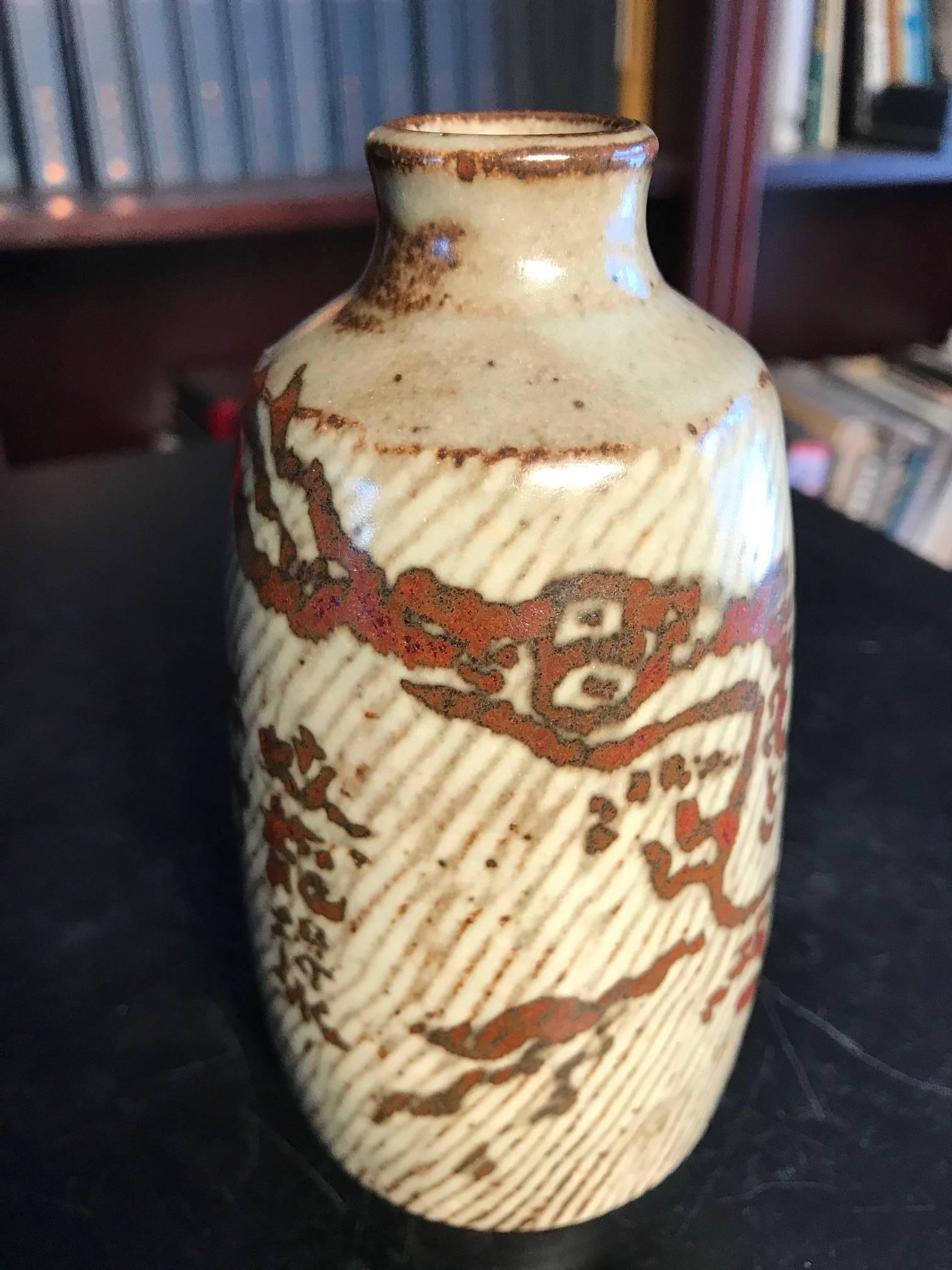 Showa Japanese Important Dragon Bottle National Treasure Artist  Tatsuzo Shimaoka