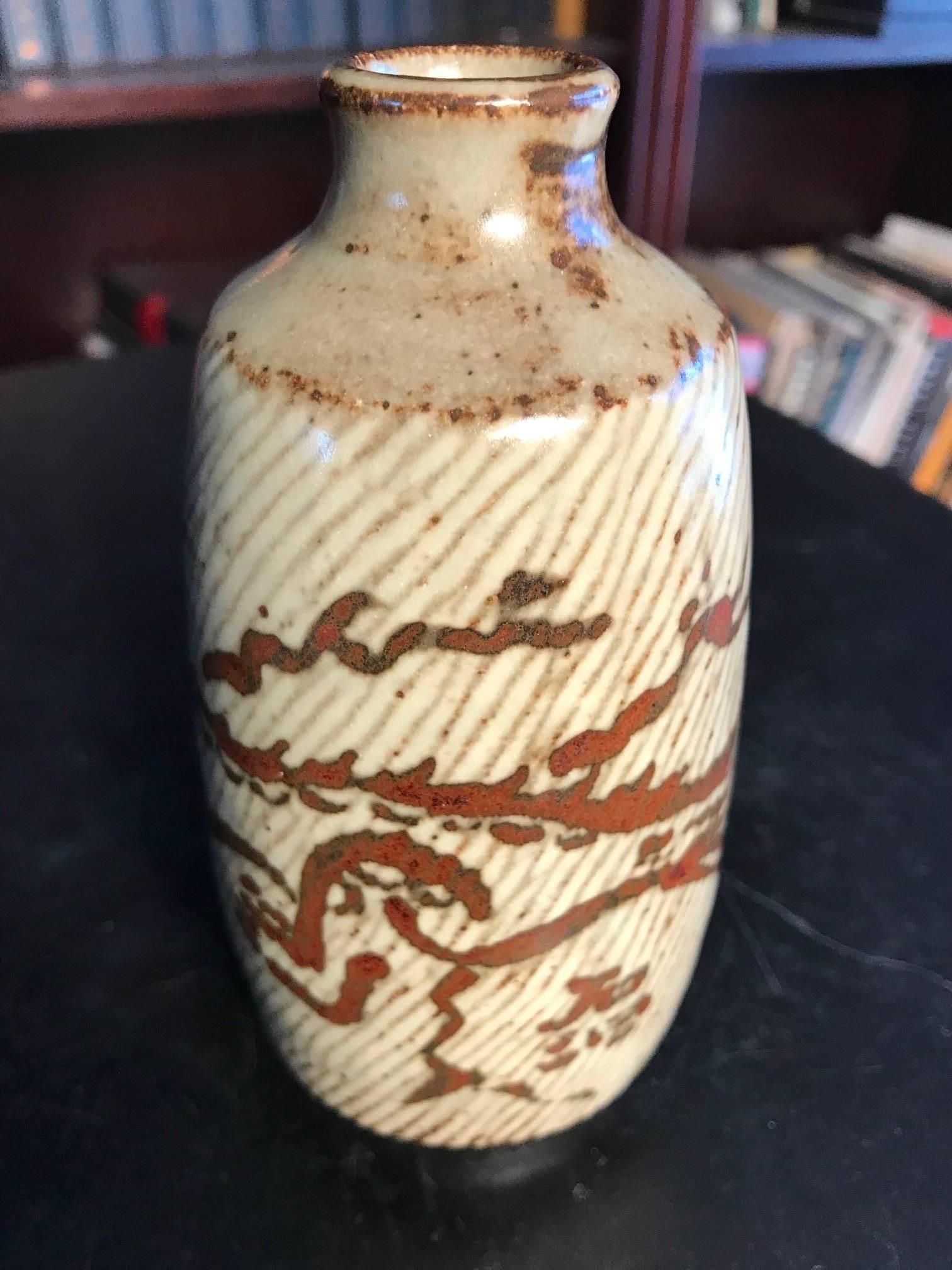 Japanese Important Dragon Bottle National Treasure Artist  Tatsuzo Shimaoka In Good Condition In South Burlington, VT