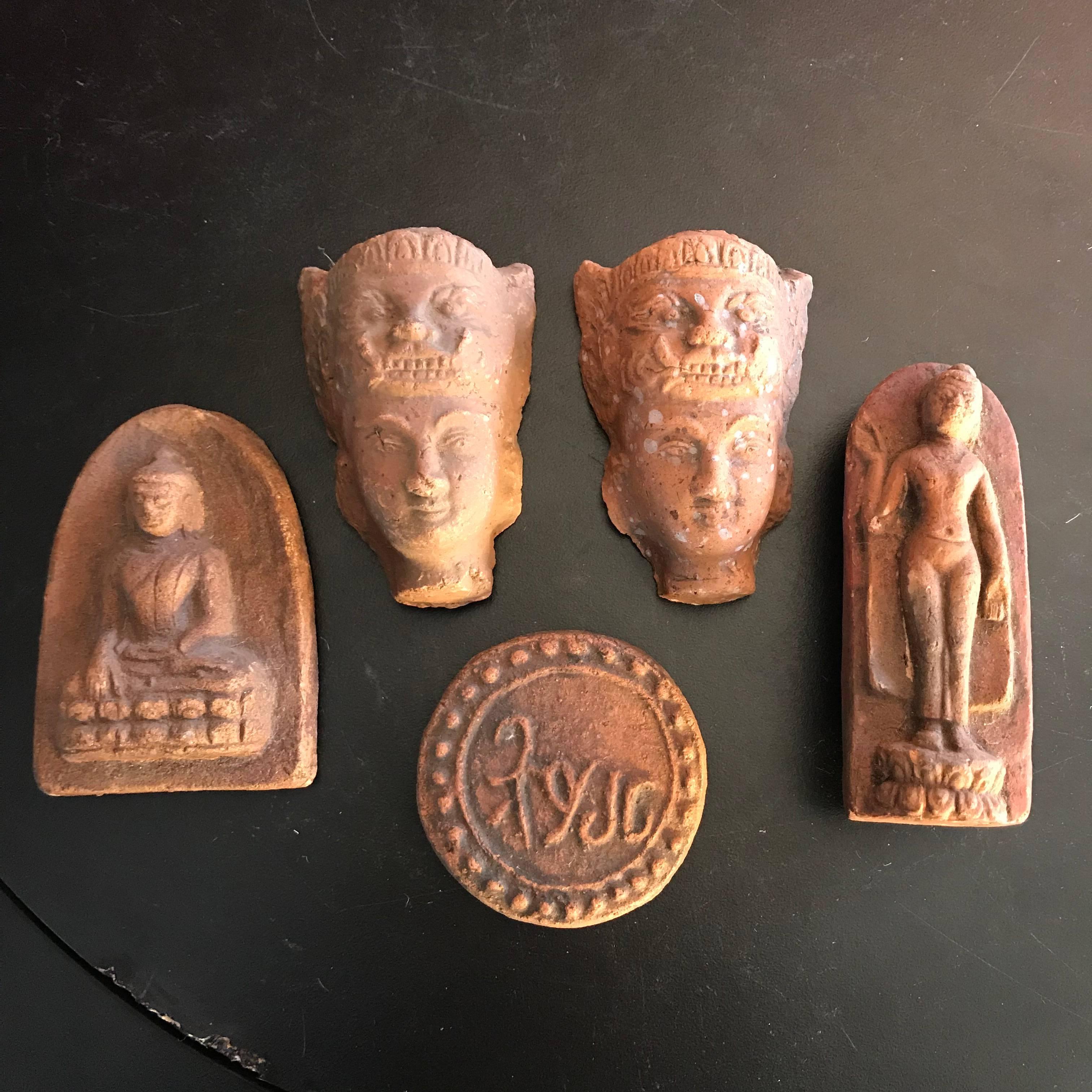 Collection Burmese Antique Buddhist Prayer Offering Votives Five Pieces 3