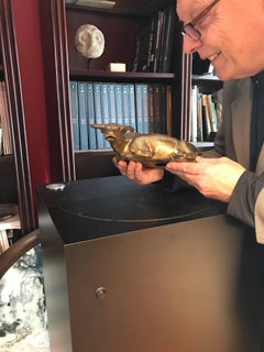 Japan Fine Antique Bison Bull in Gilt Bronze -Old New Hampshire Collection