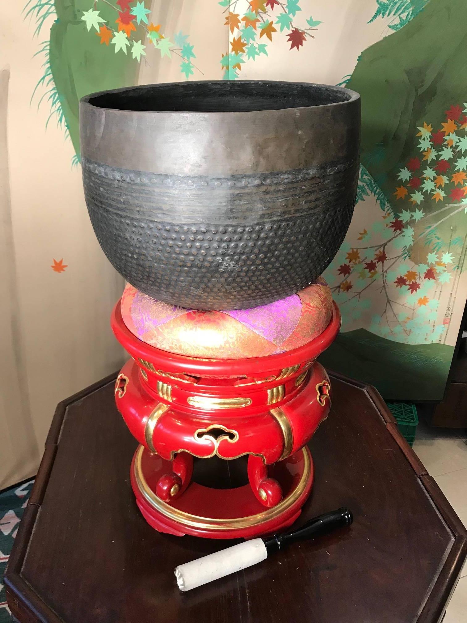 Taisho Japan Big Antique Bronze Meditation Bell - Serene Sound Guaranteed To Please