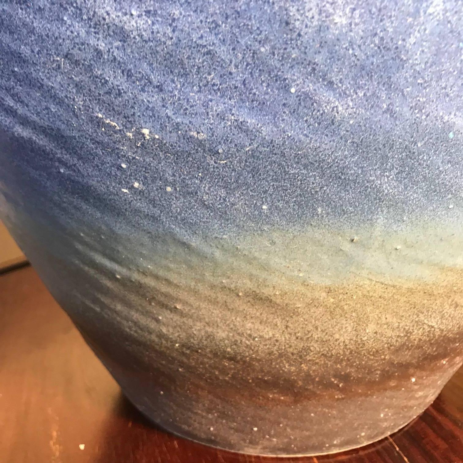 Ceramic Japanese Big Stunning  Cobalt Blue Water Planter Basin